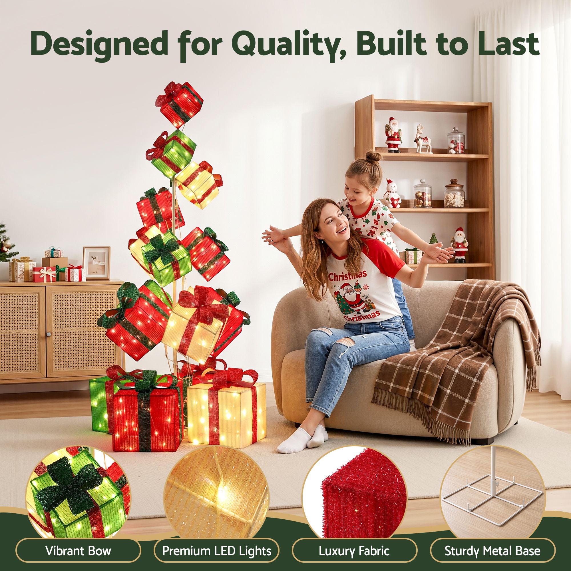 Christmas Decorations Lighted Gift Box Tower Christmas Lights Stackable 170cm