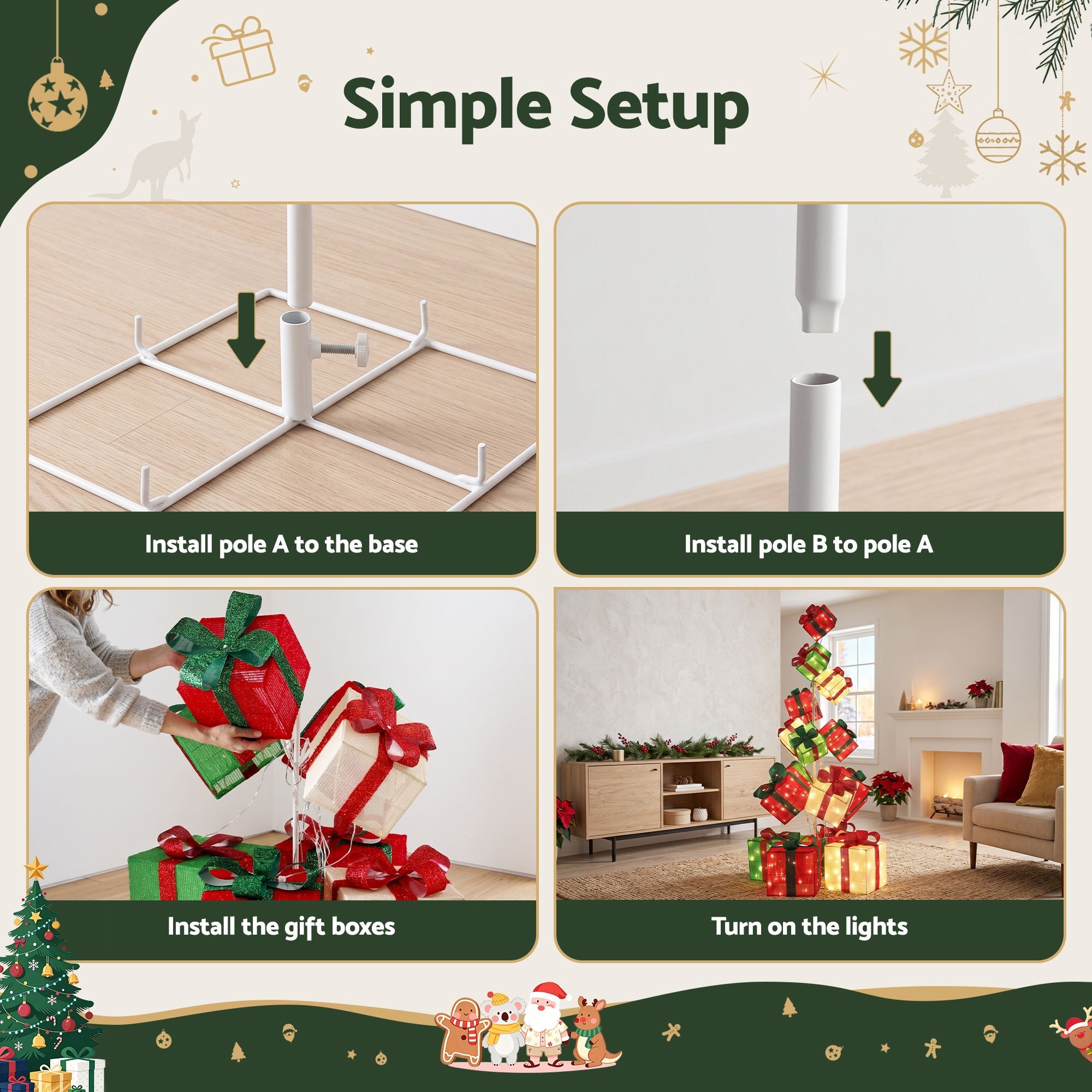 Christmas Decorations Lighted Gift Box Tower Christmas Lights Stackable 170cm
