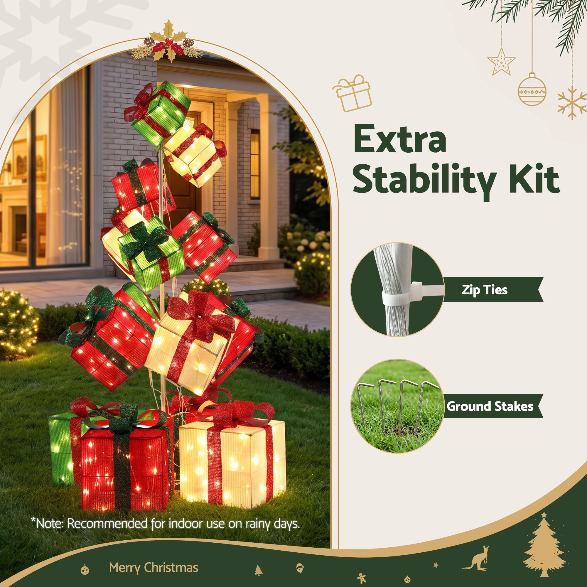 Christmas Decorations Lighted Gift Box Tower Christmas Lights Stackable 170cm