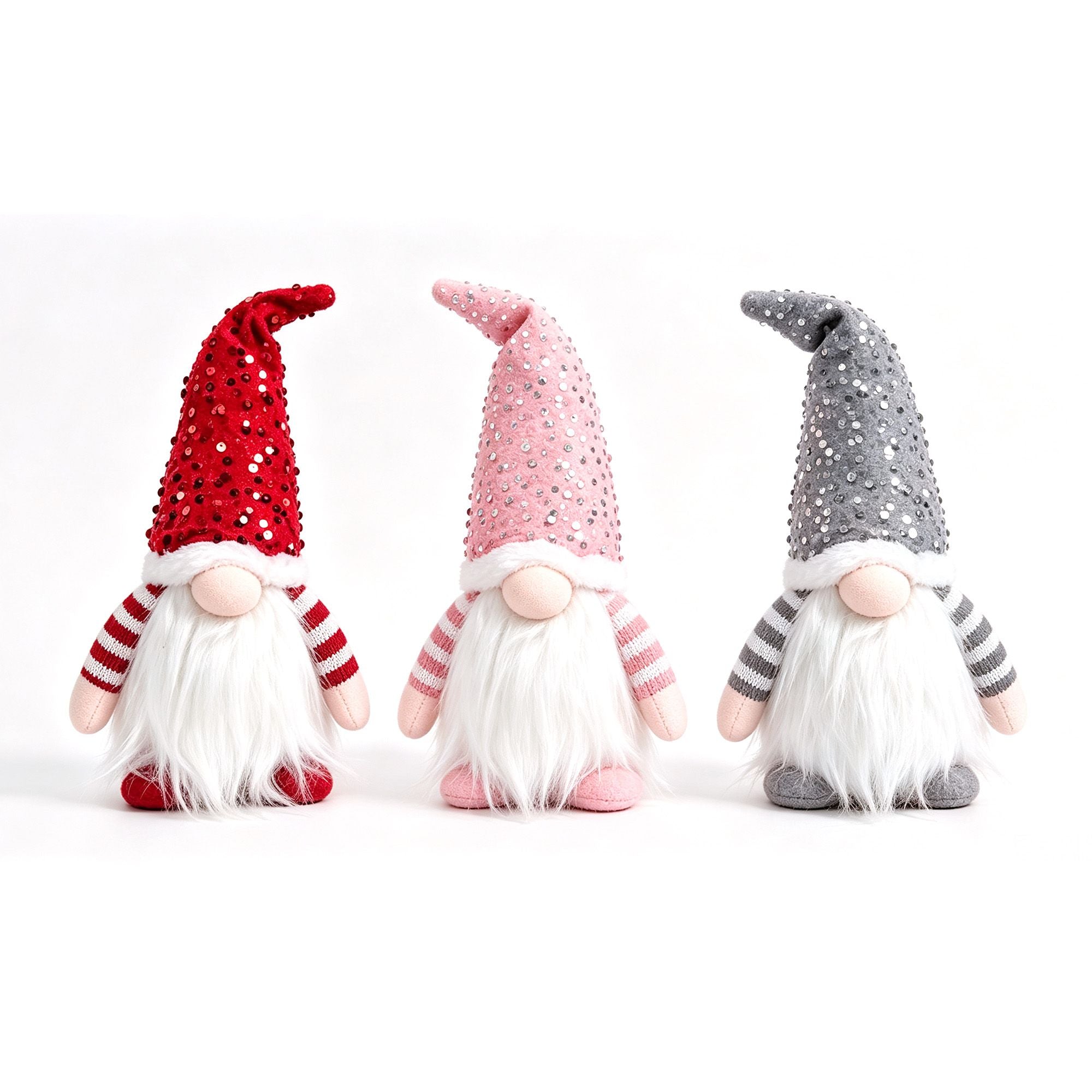 Christmas Gnomes Light Up Christmas Decorations Plush Goblin Set of 3 Warm White