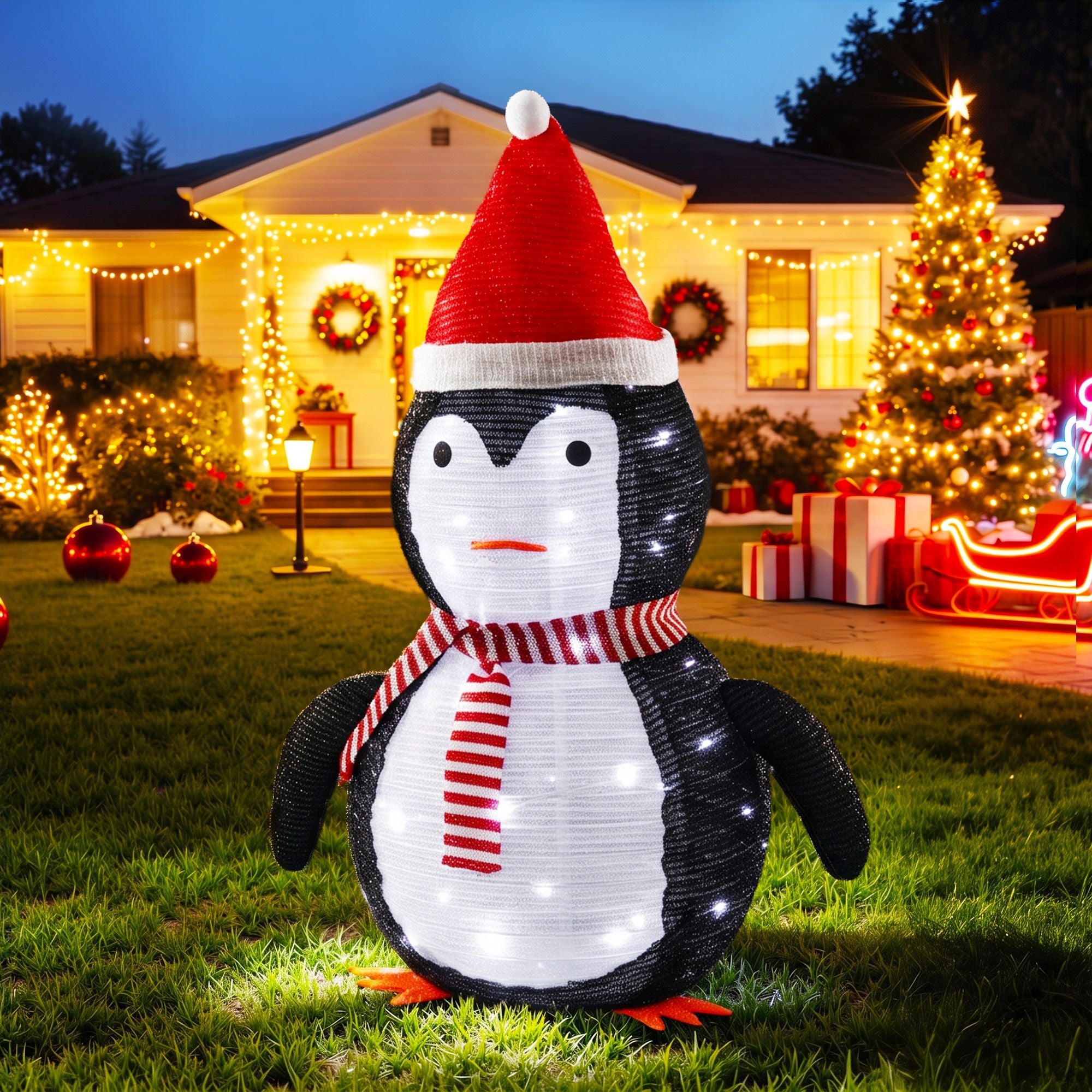 Christmas Penguin Light LED Christmas Decoration Pop Up Christmas Display 70cm