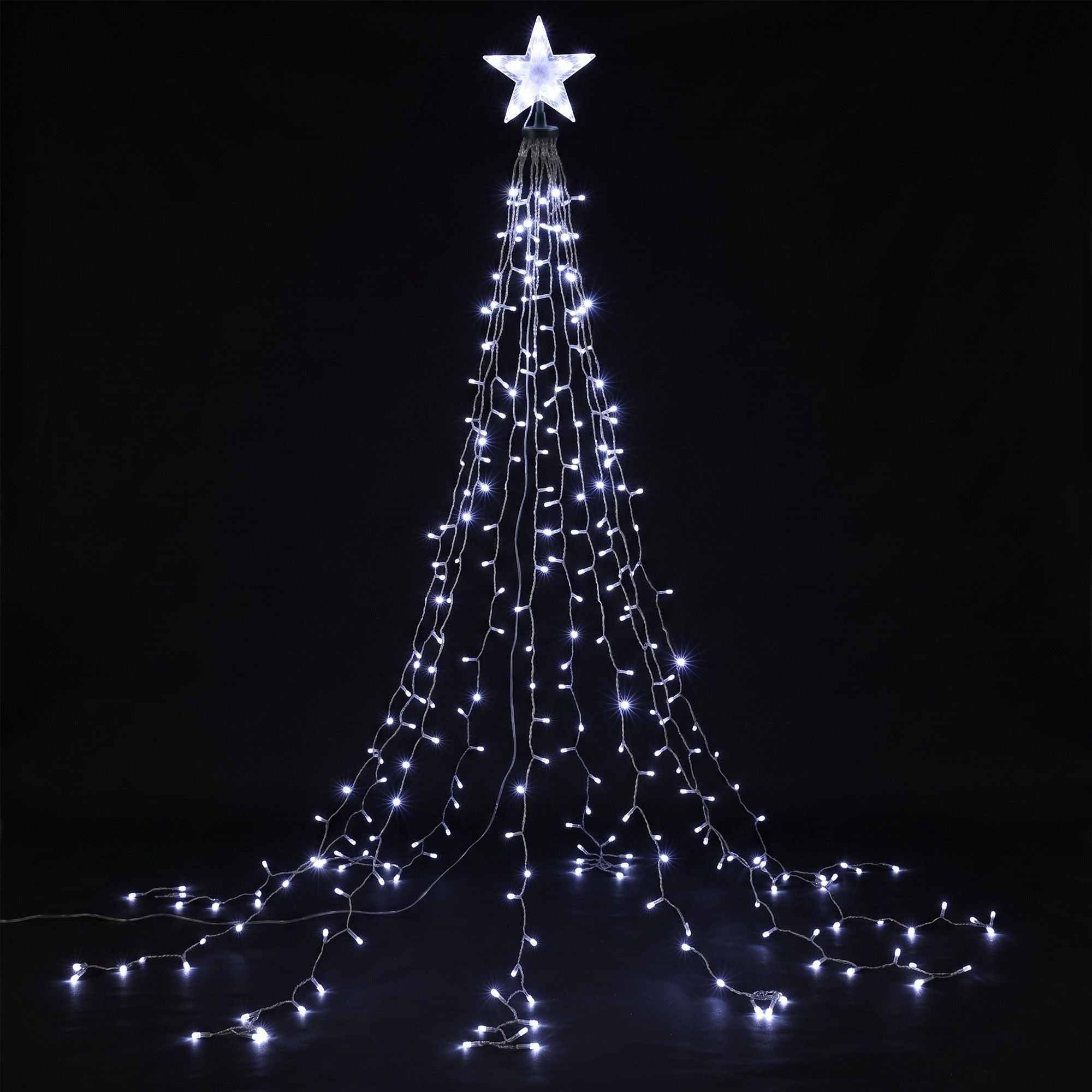 2.5M Christmas Tree Lights Christmas Lights Tree Topper Waterfall Fairy Lights White