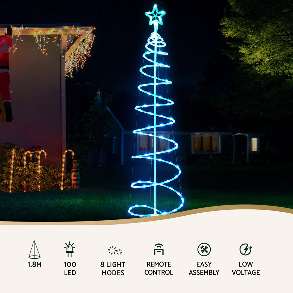 Christmas Tree 1.8m 100 RGB LED Rope Lights Xmas Trees Decoration