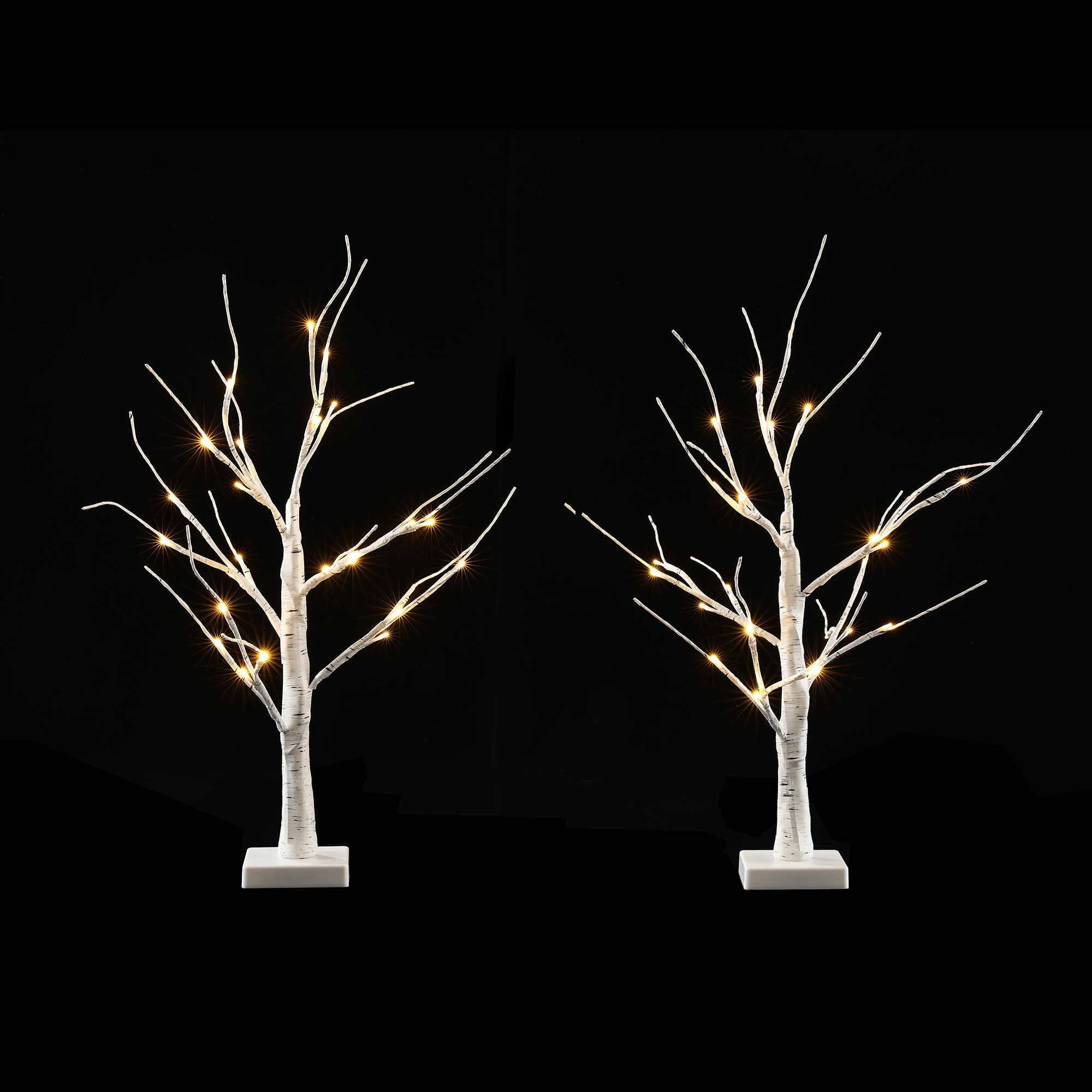 Lighted Branch Tree Christmas Decorations Warm White Christmas Lights 2 Pack 60cm