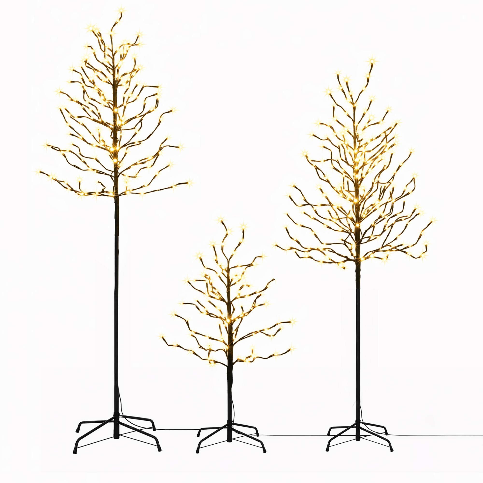 3 Pack LED Christmas Tree Lighted Birch Tree Indoor Outdoor Xmas Decor Warm White
