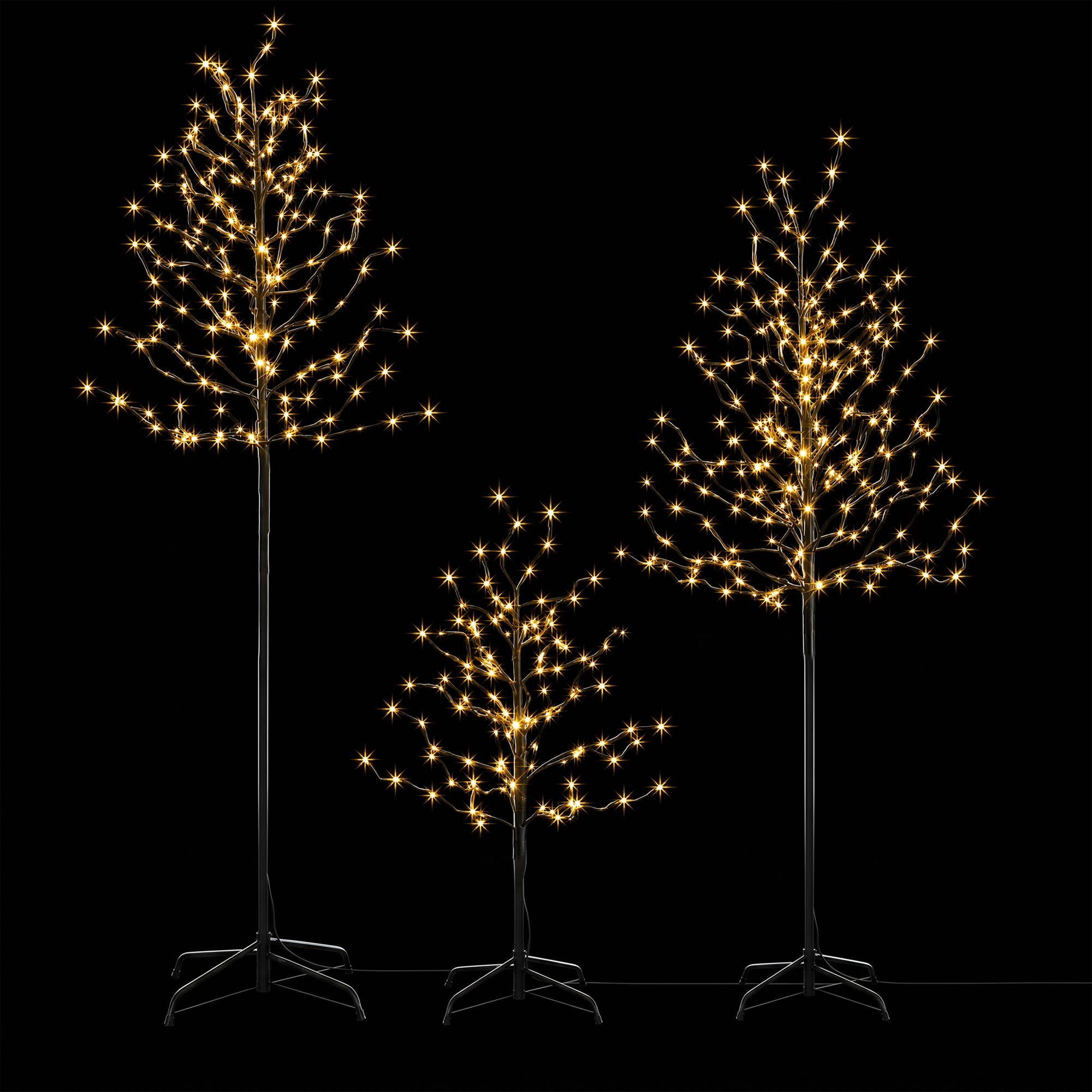 3 Pack LED Christmas Tree Lighted Birch Tree Indoor Outdoor Xmas Decor Warm White