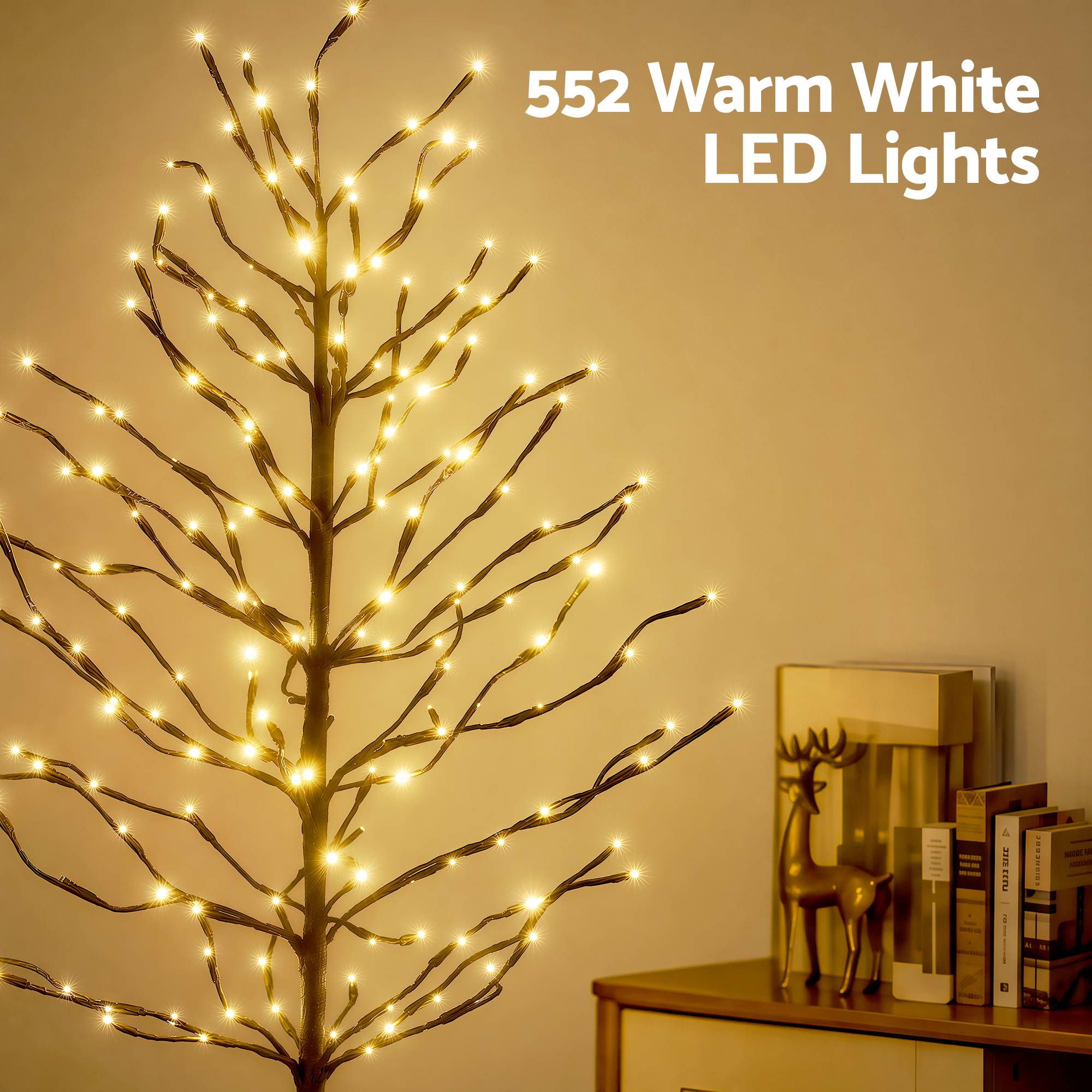 3 Pack LED Christmas Tree Lighted Birch Tree Indoor Outdoor Xmas Decor Warm White