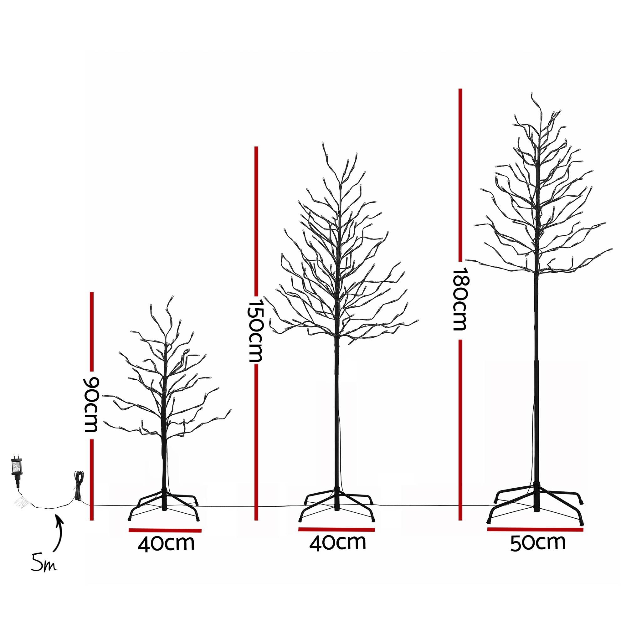 3 Pack LED Christmas Tree Lighted Birch Tree Indoor Outdoor Xmas Decor Warm White