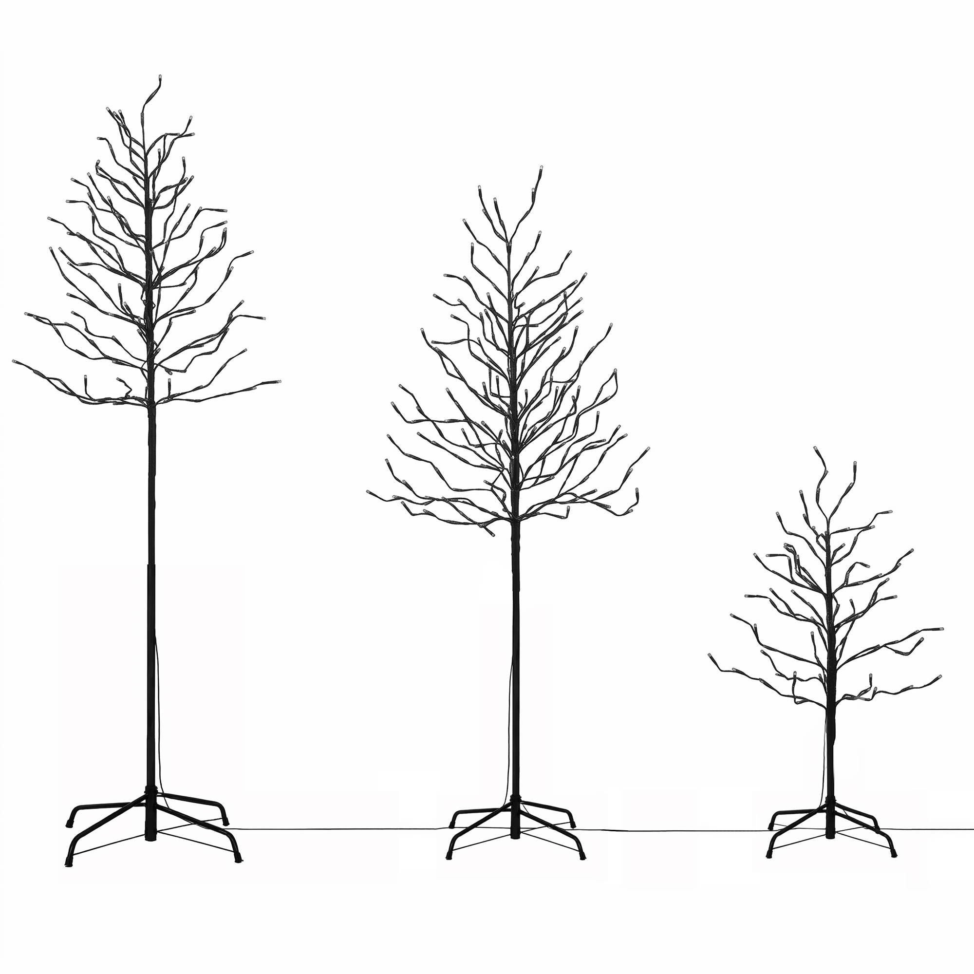 3 Pack LED Christmas Tree Lighted Birch Tree Indoor Outdoor Xmas Decor Warm White
