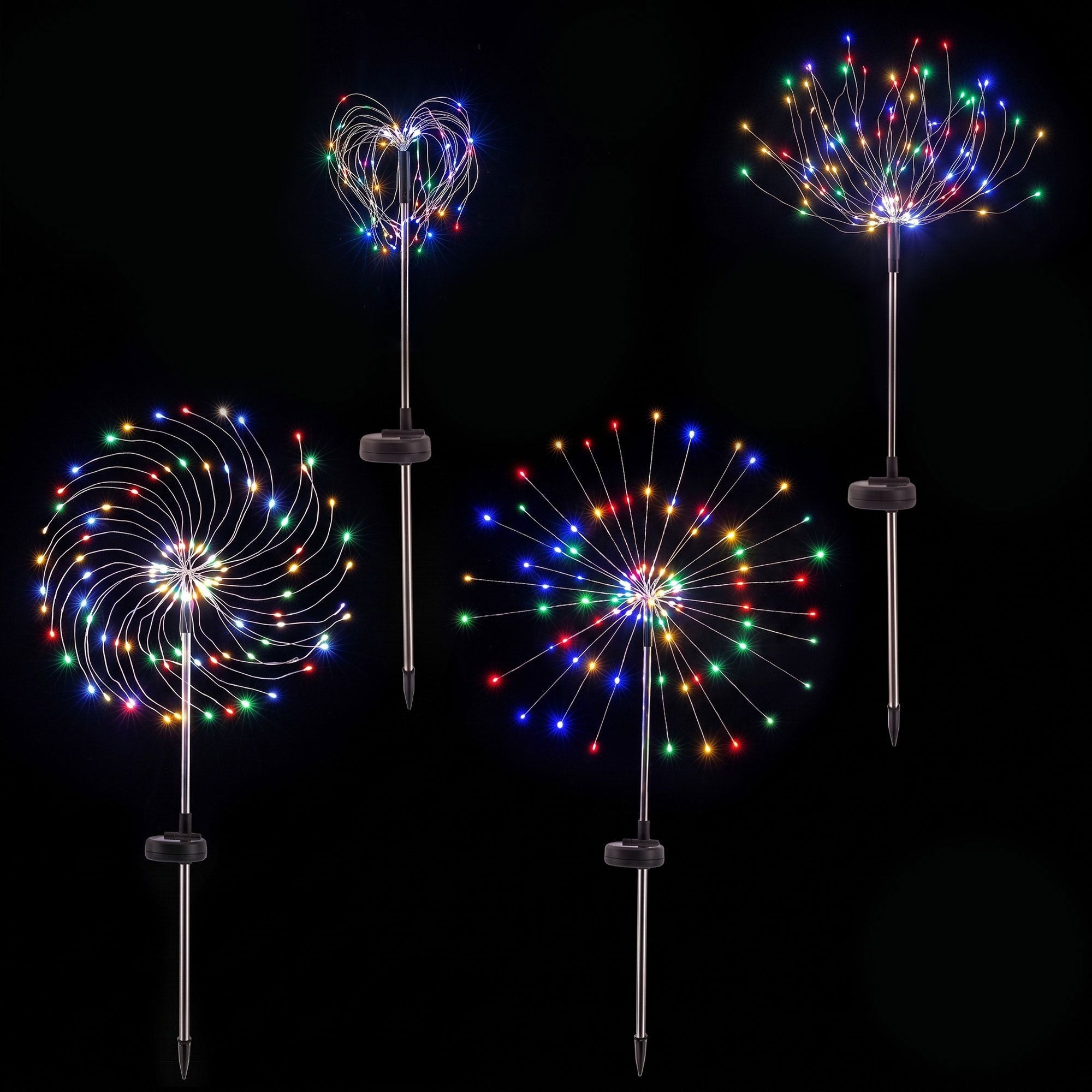 4 Pack Christmas Path Lights Solar Firework Garden Decoration Multicolour