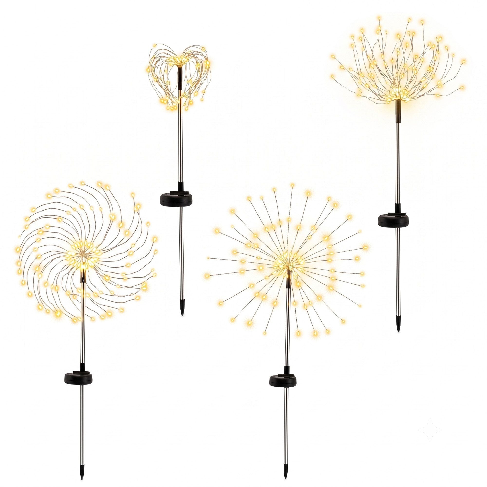 4 Pack Christmas Lights Solar Firework Outdoor Garden Lights DIY Decoration Warm White