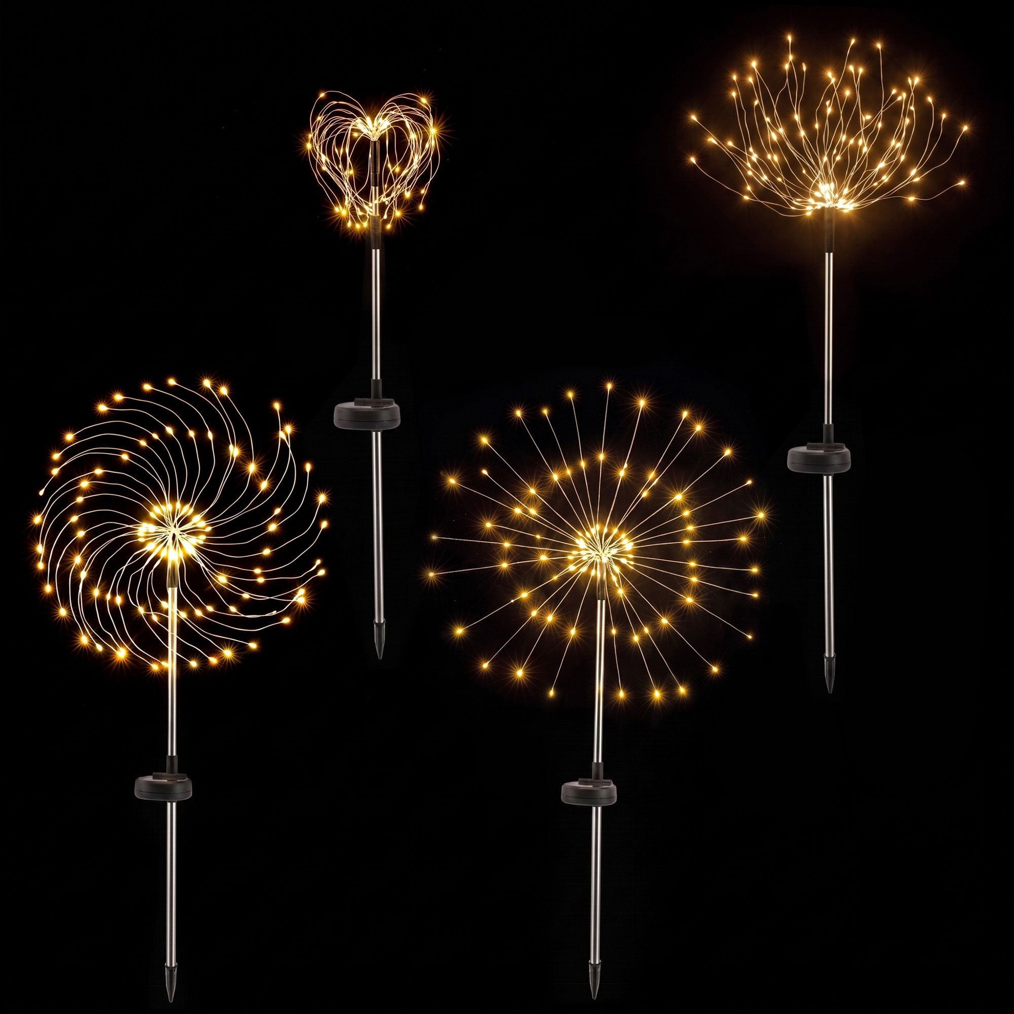 4 Pack Christmas Lights Solar Firework Outdoor Garden Lights DIY Decoration Warm White