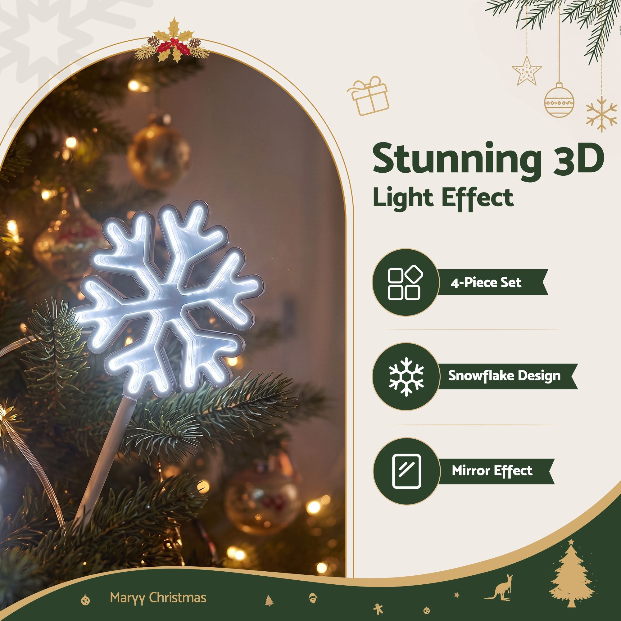 4 Pack Christmas Lights Path Lights Garden Decoration Outdoor Pathway Lighting