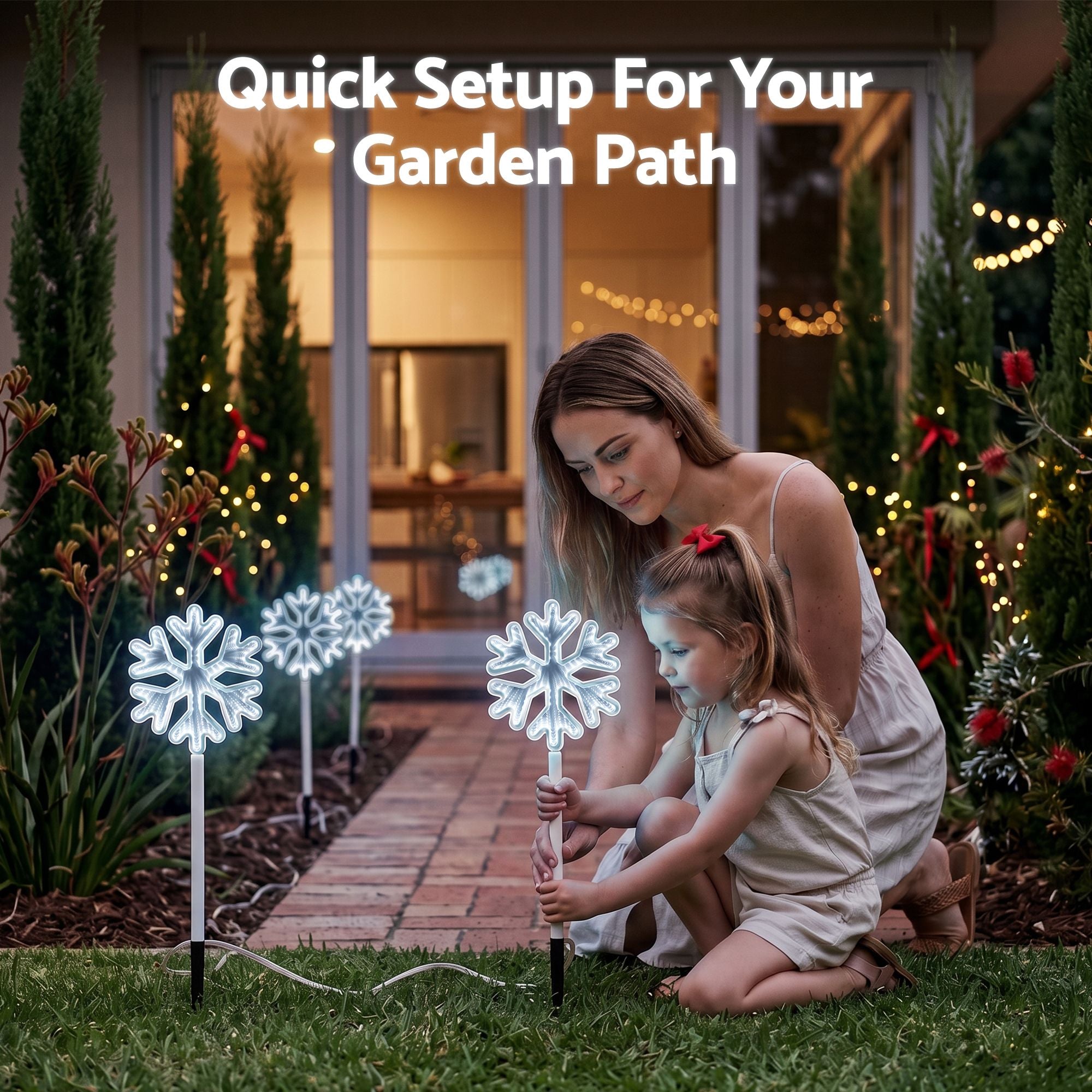4 Pack Christmas Lights Path Lights Garden Decoration Outdoor Pathway Lighting