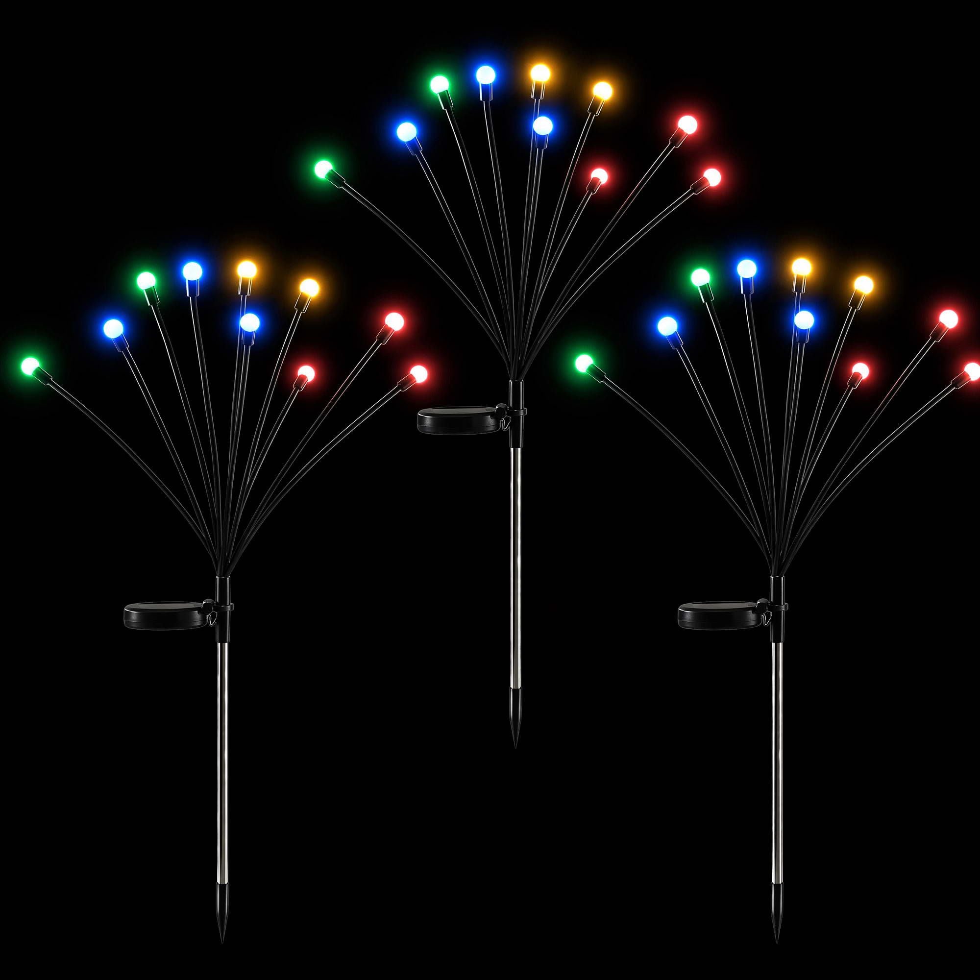 Christmas Lights Solar Firefly Lights Garden Decoration Path Lights Multicolour 3 Pack