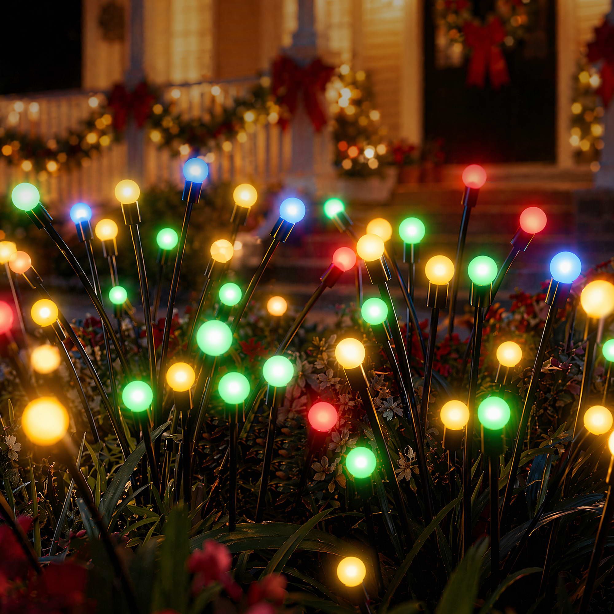 Christmas Lights Solar Firefly Lights Garden Decoration Path Lights Multicolour 3 Pack