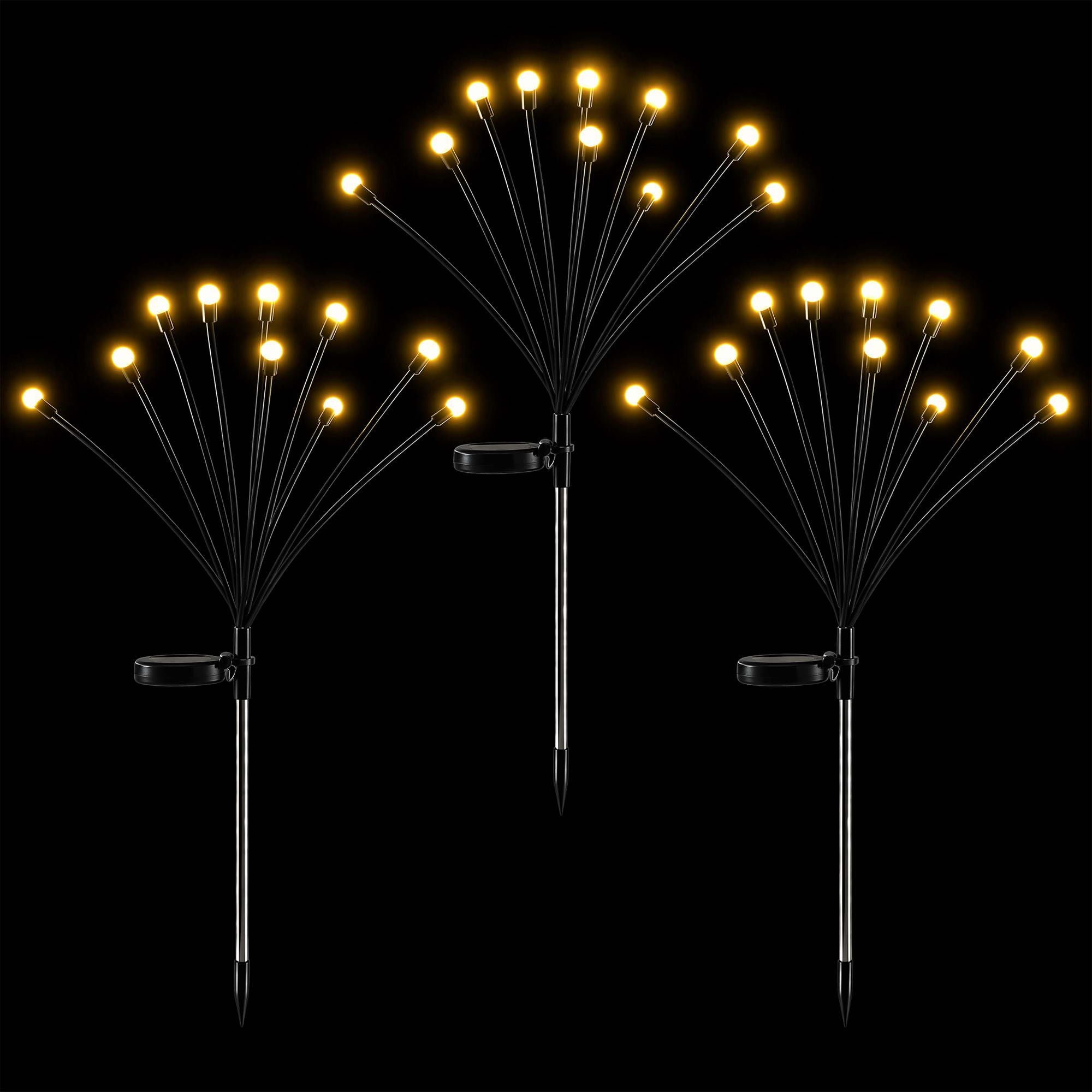 Christmas Lights Solar Firefly Lights Garden Decoration Path Lights Warm White 3 Pack