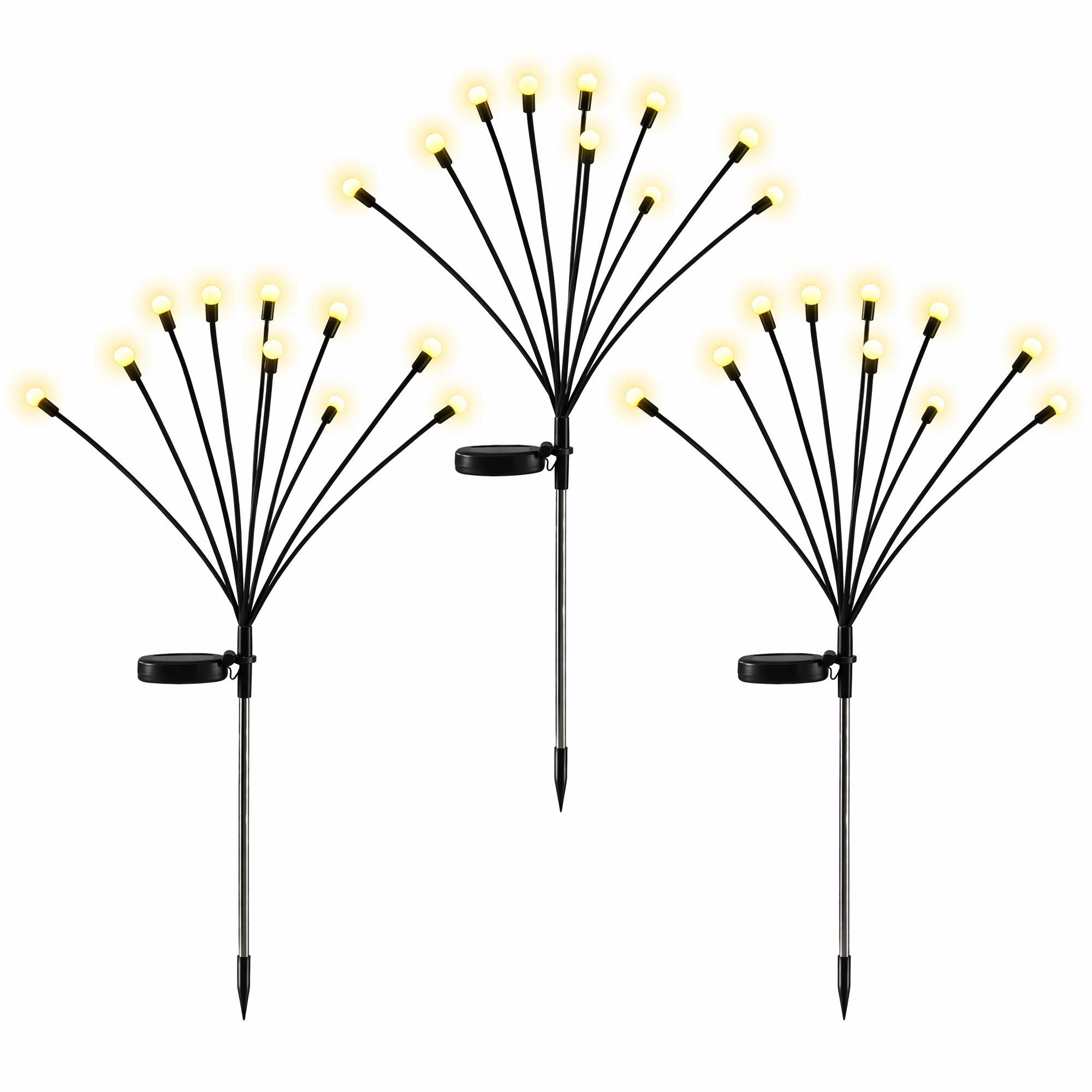 Christmas Lights Solar Firefly Lights Garden Decoration Path Lights Warm White 3 Pack