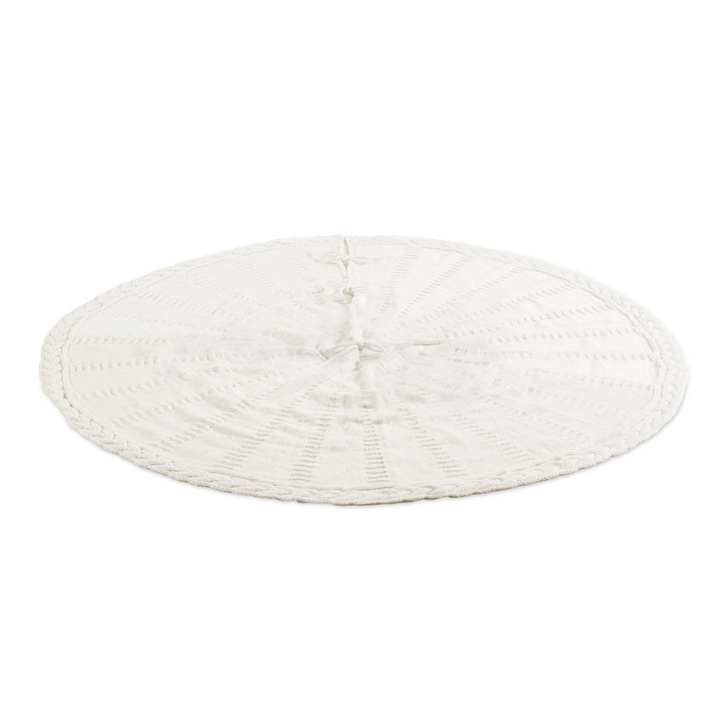 Christmas Tree Skirt 120cm Knitted Xmas Tree Ornaments Decor Beige