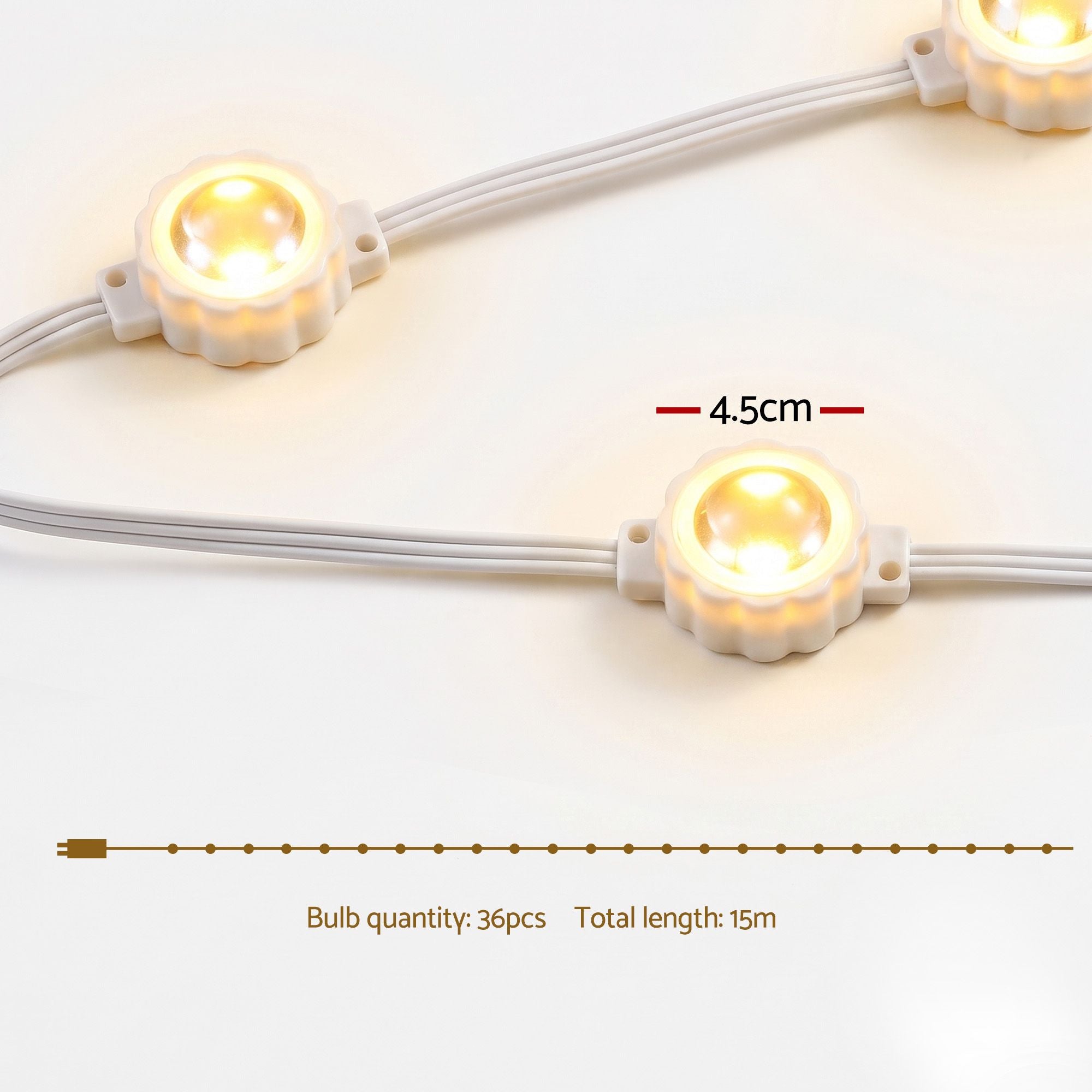 15M Christmas Lights Permanent String Eaves Light 36 LED Decoration