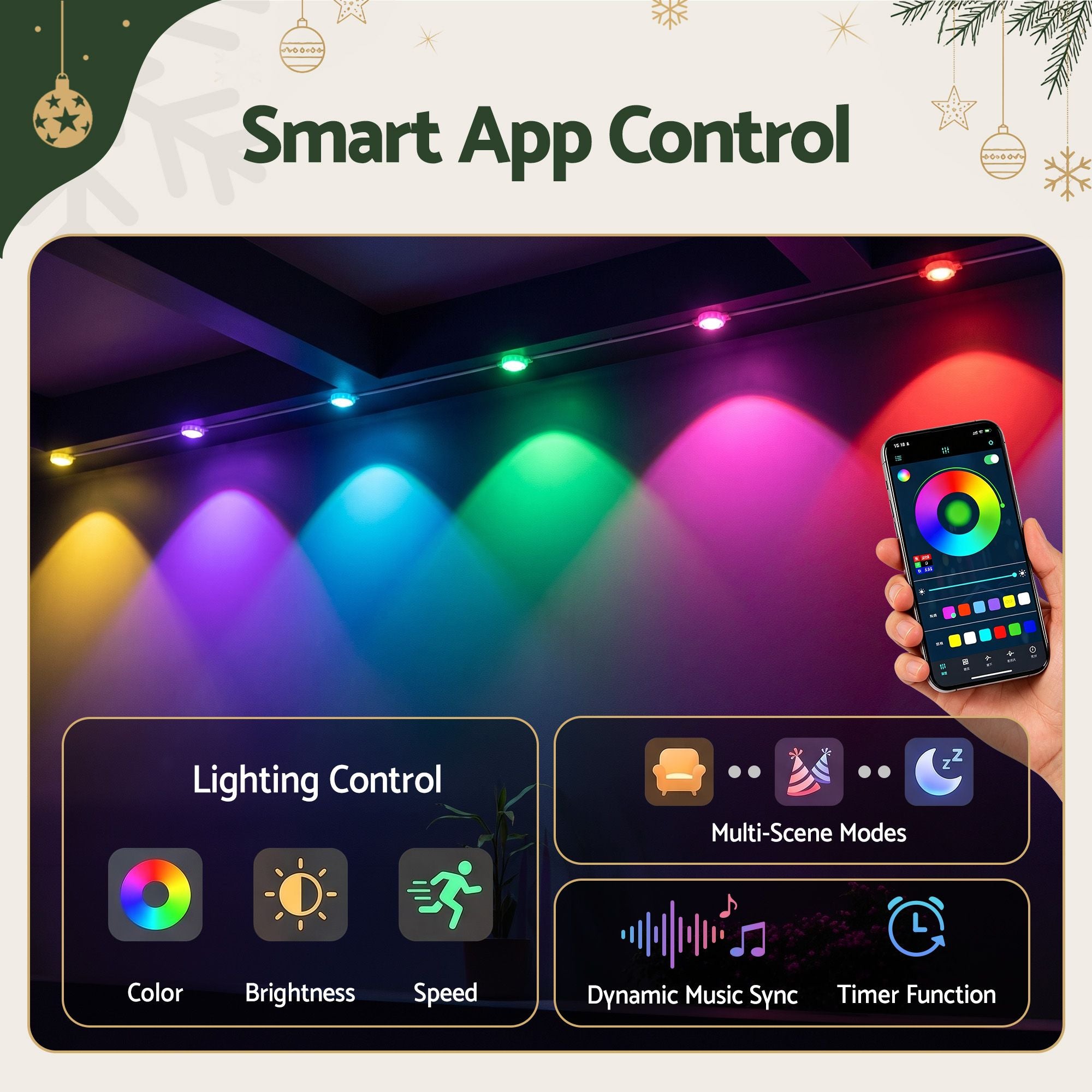 30M Christmas Permanent Outdoor Lights Smart Eaves String App Control Decoration 72LED