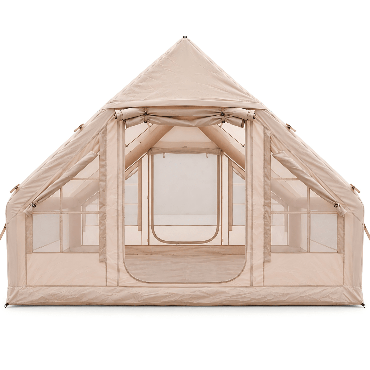 A-Frame Inflatable Air Tent with Mesh Windows for Family Glamping - Khaki - Outdoor Recreation > Camping > Tents - Rivercity House & Home Co. (ABN 18 642 972 209) - Affordable Modern Furniture Australia