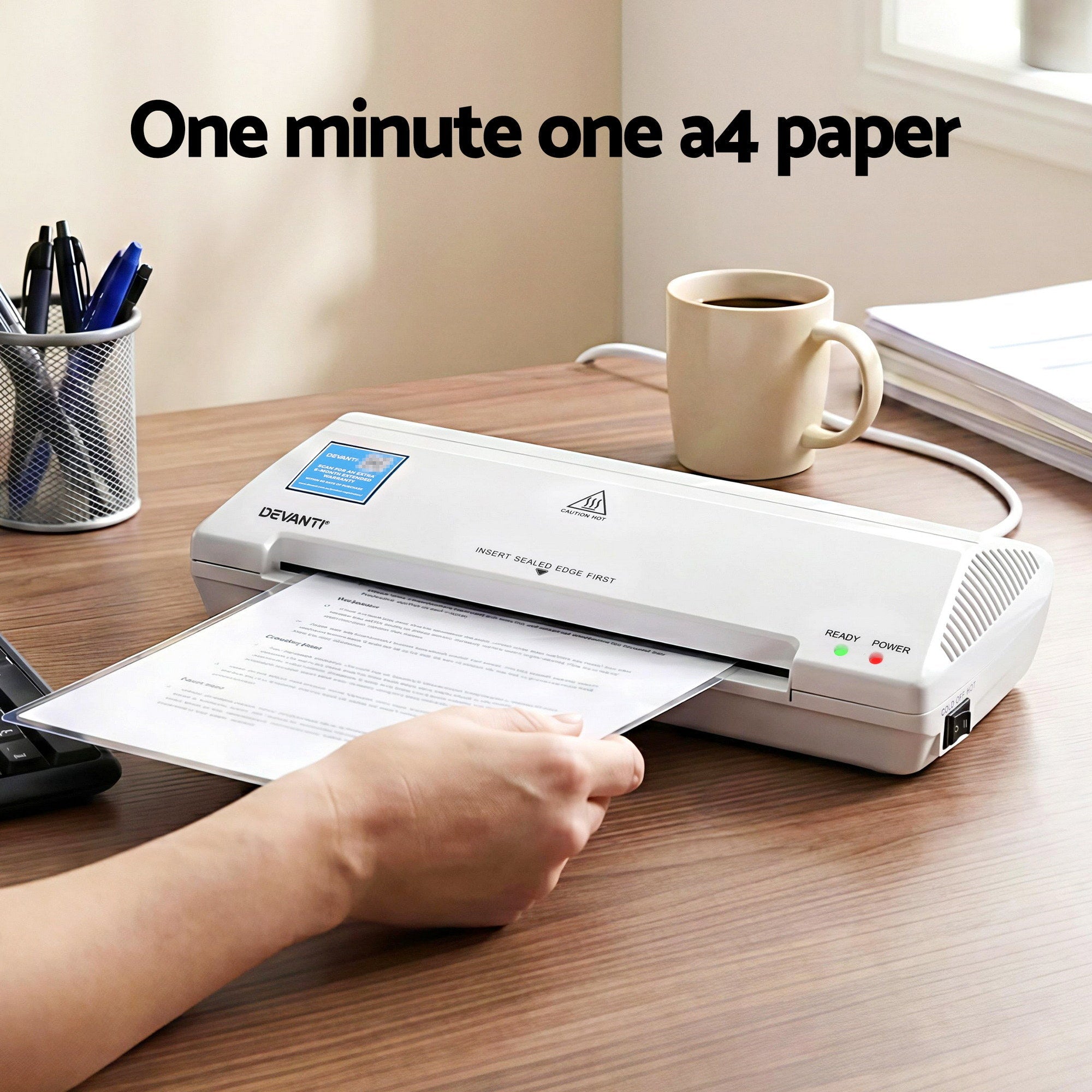 A4 Laminator Machine, Hot & Cold Thermal Fast Lamination Anti - Jam Laminator for Office School Home Document Photo Card Handmade A4 A5 A6, White - Home & Garden > Home Office Accessories > Laminators - Rivercity House & Home Co. (ABN 18 642 972 209) - Affordable Modern Furniture Australia
