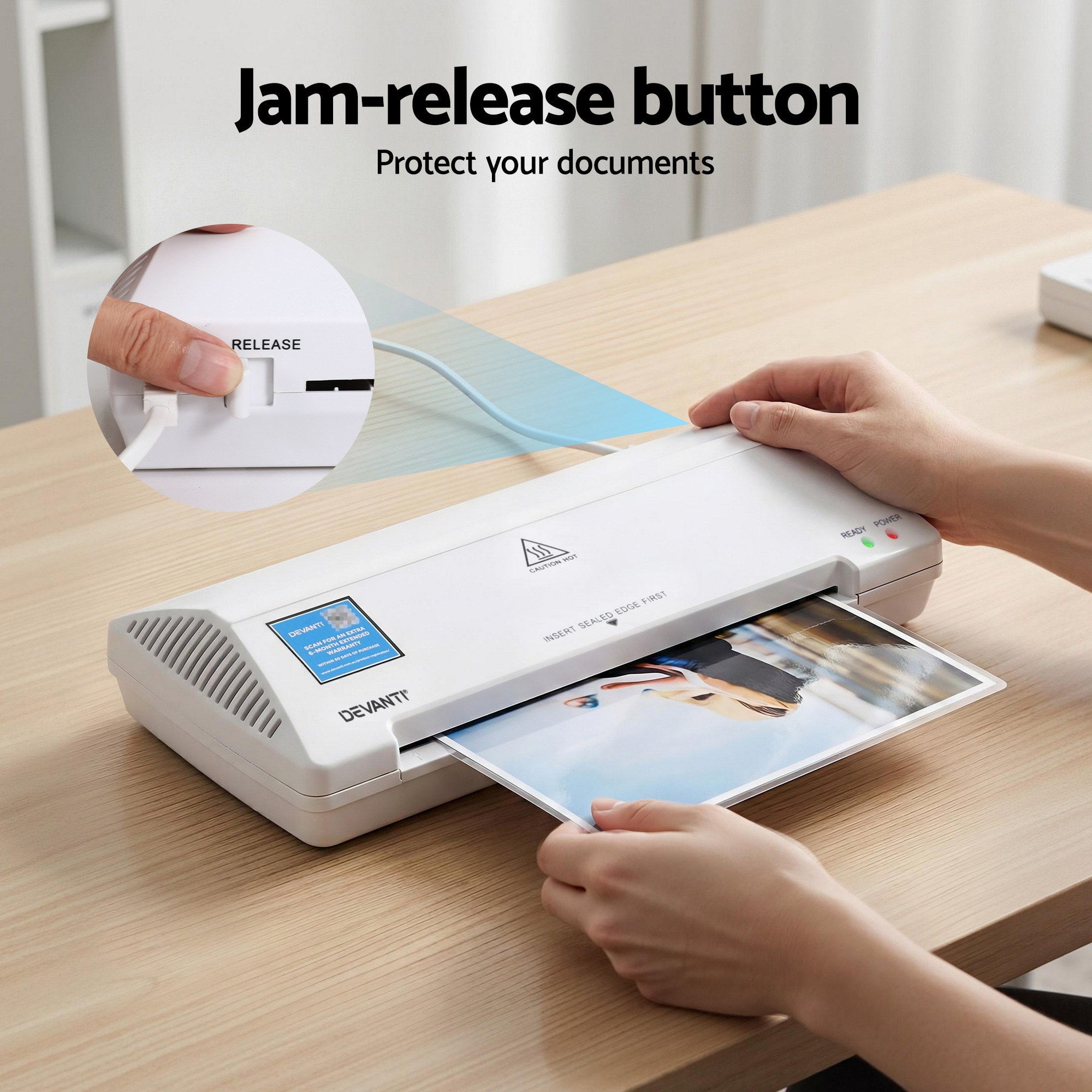 A4 Laminator Machine, Hot & Cold Thermal Fast Lamination Anti - Jam Laminator for Office School Home Document Photo Card Handmade A4 A5 A6, White - Home & Garden > Home Office Accessories > Laminators - Rivercity House & Home Co. (ABN 18 642 972 209) - Affordable Modern Furniture Australia