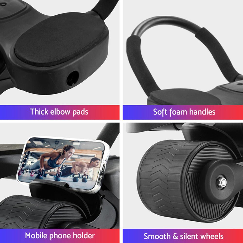Ab Roller Automatic Rebound Abdominal Exercise Wheel Home Gym Workout - Sports & Fitness > Exercise, Gym and Fitness - Rivercity House & Home Co. (ABN 18 642 972 209) - Affordable Modern Furniture Australia