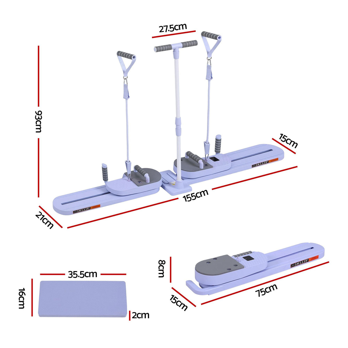 Abdominal Trainer Machine Core Glider with Adjustable Split Design and Smart Display - Purple - Sports & Fitness > Exercise, Gym & Fitness > Yoga & Pilates - Rivercity House & Home Co. (ABN 18 642 972 209) - Affordable Modern Furniture Australia
