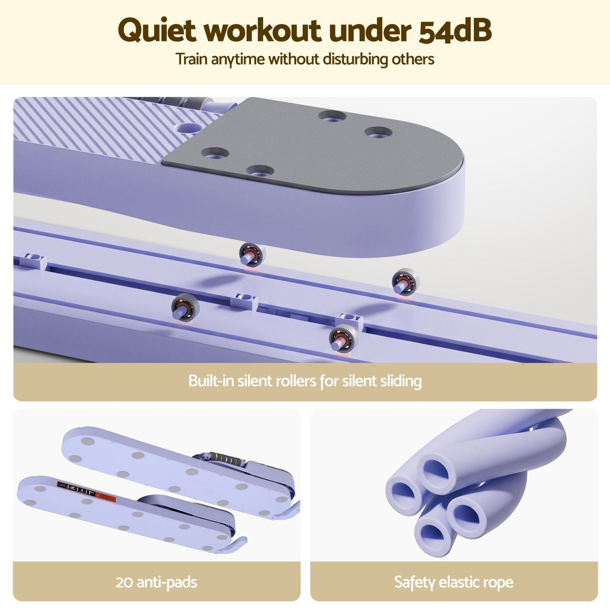 Abdominal Trainer Machine Core Glider with Adjustable Split Design and Smart Display - Purple - Sports & Fitness > Exercise, Gym & Fitness > Yoga & Pilates - Rivercity House & Home Co. (ABN 18 642 972 209) - Affordable Modern Furniture Australia