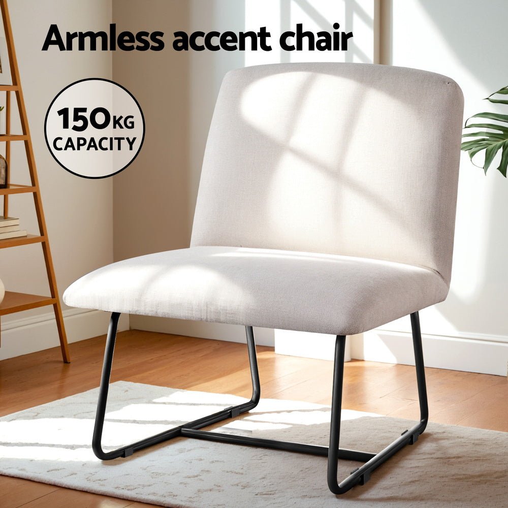 Accent Chair Armchair Cross Leg Beige - Furniture > Bar Stools & Chairs > Arm Chairs & Recliners - Rivercity House & Home Co. (ABN 18 642 972 209) - Affordable Modern Furniture Australia