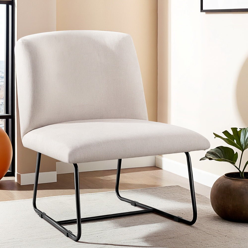 Accent Chair Armchair Cross Leg Beige - Furniture > Bar Stools & Chairs > Arm Chairs & Recliners - Rivercity House & Home Co. (ABN 18 642 972 209) - Affordable Modern Furniture Australia