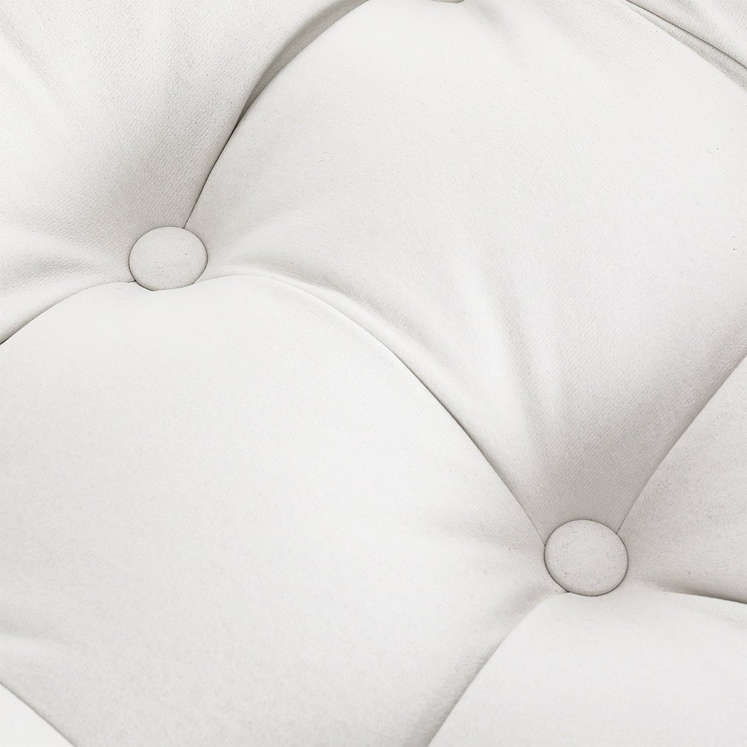 Accent Tufted Ottoman Footstool with Pine Wood Frame - Cream - Rivercity House & Home Co. (ABN 18 642 972 209) - Affordable Modern Furniture Australia