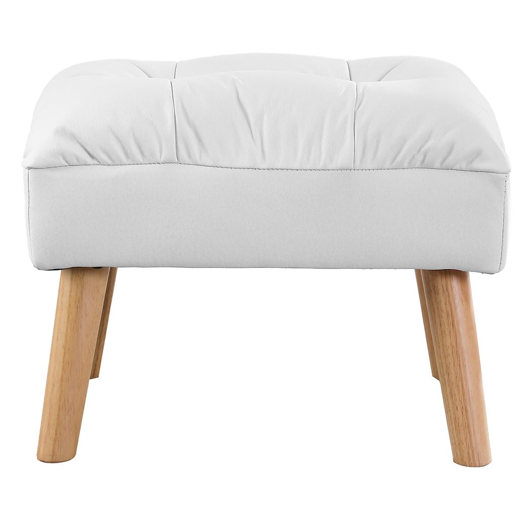 Accent Tufted Ottoman Footstool with Pine Wood Frame - Cream - Rivercity House & Home Co. (ABN 18 642 972 209) - Affordable Modern Furniture Australia
