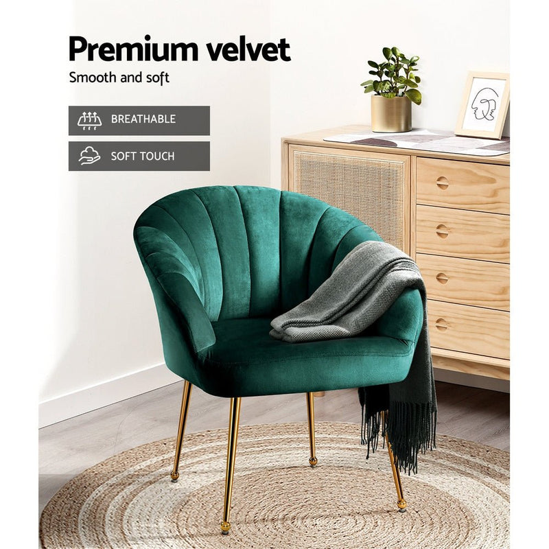 Accent Velvet Armchair Lounge Chair Green - Rivercity House & Home Co. (ABN 18 642 972 209) - Affordable Modern Furniture Australia