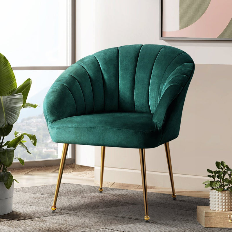 Accent Velvet Armchair Lounge Chair Green - Rivercity House & Home Co. (ABN 18 642 972 209) - Affordable Modern Furniture Australia