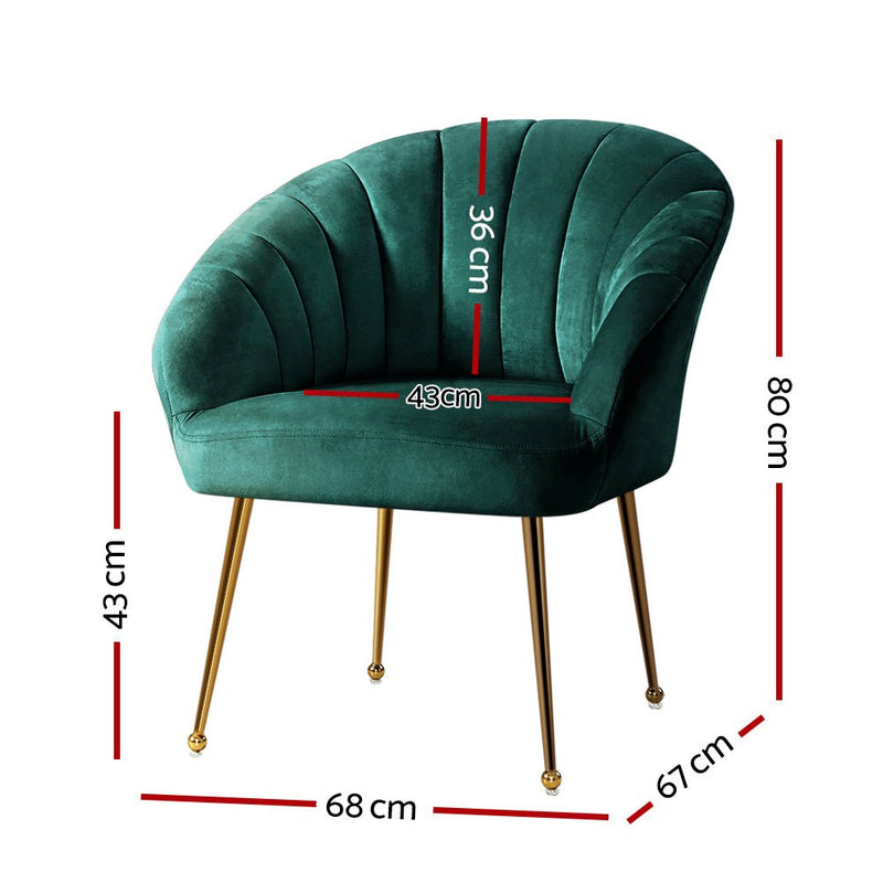 Accent Velvet Armchair Lounge Chair Green - Rivercity House & Home Co. (ABN 18 642 972 209) - Affordable Modern Furniture Australia