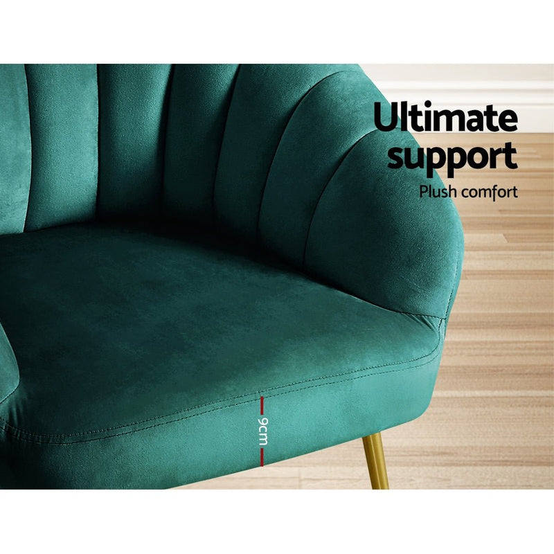 Accent Velvet Armchair Lounge Chair Green - Rivercity House & Home Co. (ABN 18 642 972 209) - Affordable Modern Furniture Australia