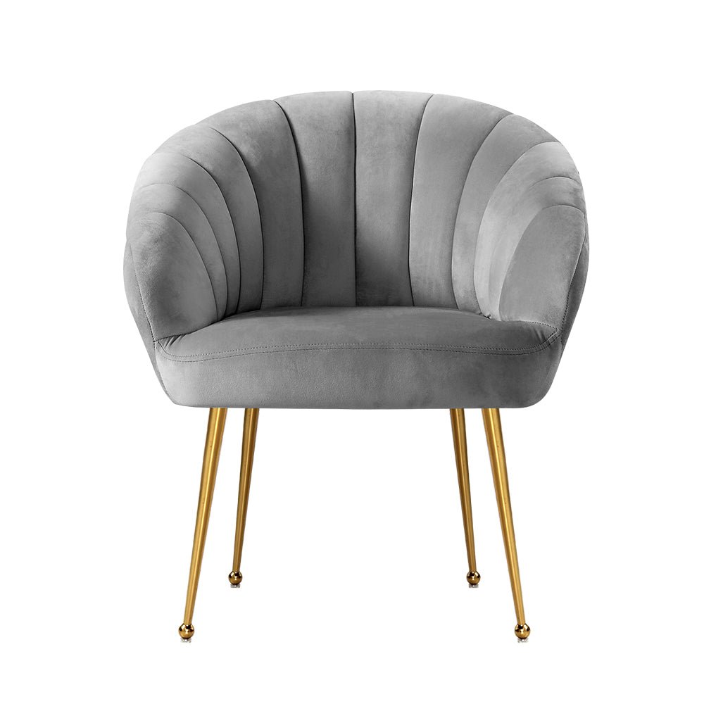 Accent Velvet Armchair Lounge Chair Grey - Rivercity House & Home Co. (ABN 18 642 972 209) - Affordable Modern Furniture Australia