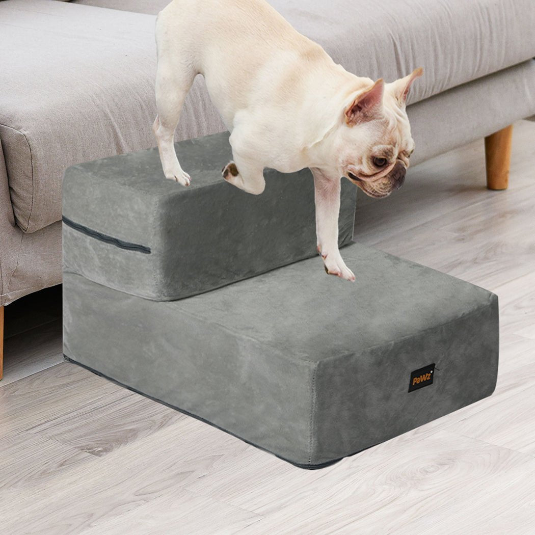 Adjustable 2 - Step Portable Pet Stairs Ramp with Anti - Slip Bottom - Grey - Rivercity House & Home Co. (ABN 18 642 972 209) - Affordable Modern Furniture Australia