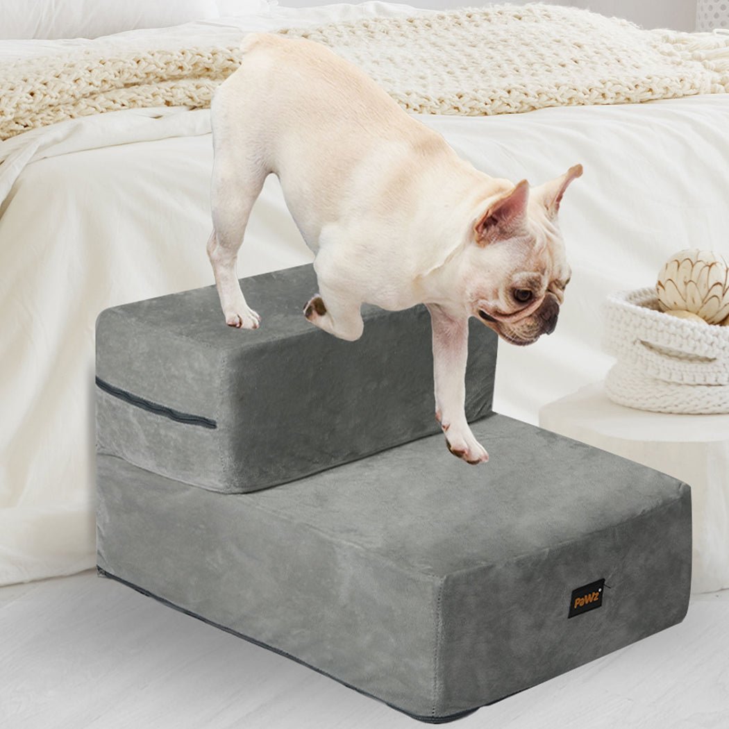 Adjustable 2 - Step Portable Pet Stairs Ramp with Anti - Slip Bottom - Grey - Rivercity House & Home Co. (ABN 18 642 972 209) - Affordable Modern Furniture Australia
