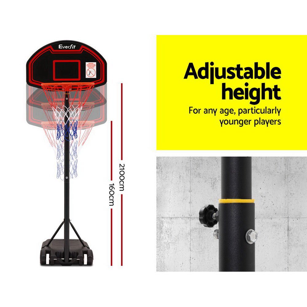Adjustable 2.1m Portable Basketball Hoop Stand System for Kids - Black - Sports & Fitness > Ball Sports > Basketball & Basketball Accessories - Rivercity House & Home Co. (ABN 18 642 972 209) - Affordable Modern Furniture Australia