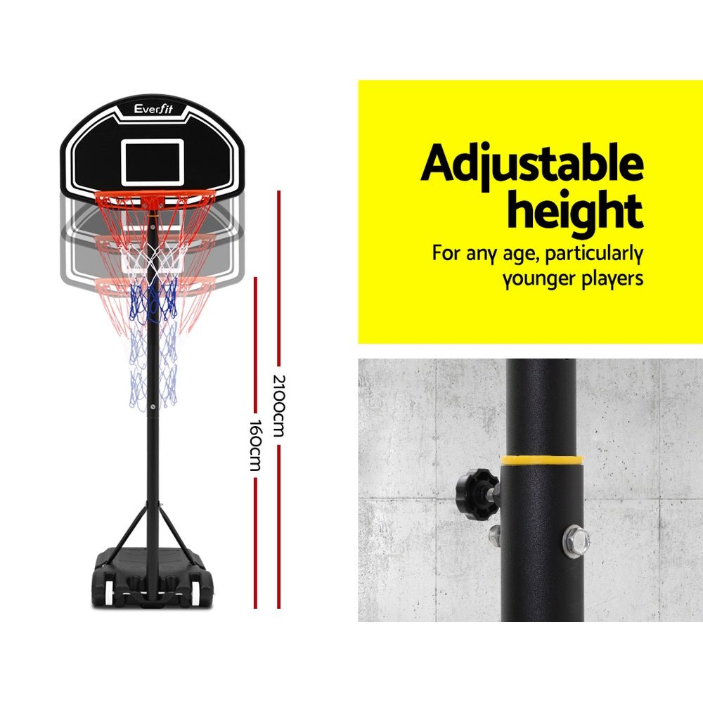 Adjustable 2.1m Portable Basketball Hoop Stand System for Kids - Black - Sports & Fitness > Ball Sports > Basketball & Basketball Accessories - Rivercity House & Home Co. (ABN 18 642 972 209) - Affordable Modern Furniture Australia