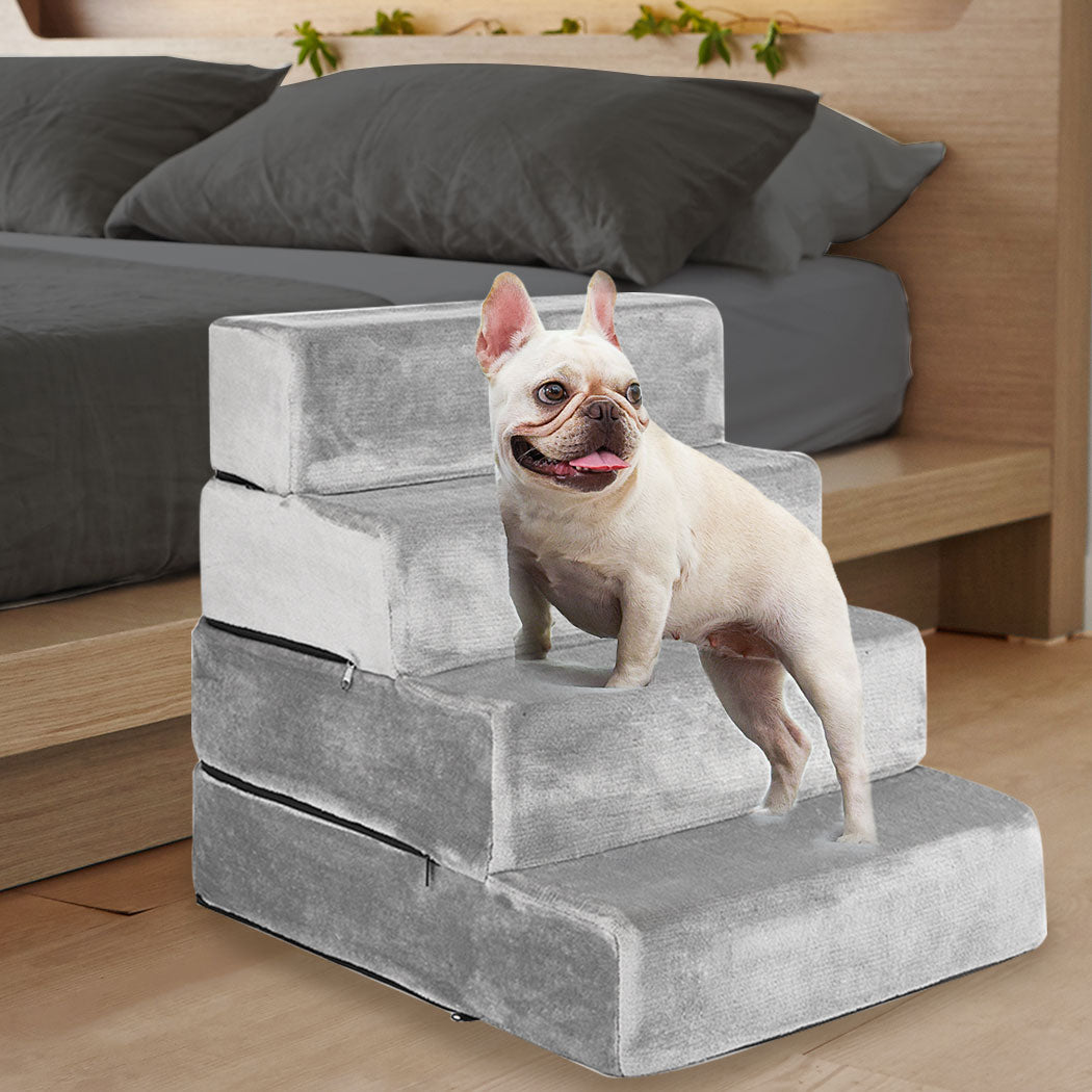 Adjustable 4 - Step XX - Large Pet Stair Ramp - Grey - Rivercity House & Home Co. (ABN 18 642 972 209) - Affordable Modern Furniture Australia