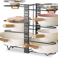 Adjustable 8-Tier Pan and Pot Rack Organiser for Kitchen Cabinet - Black