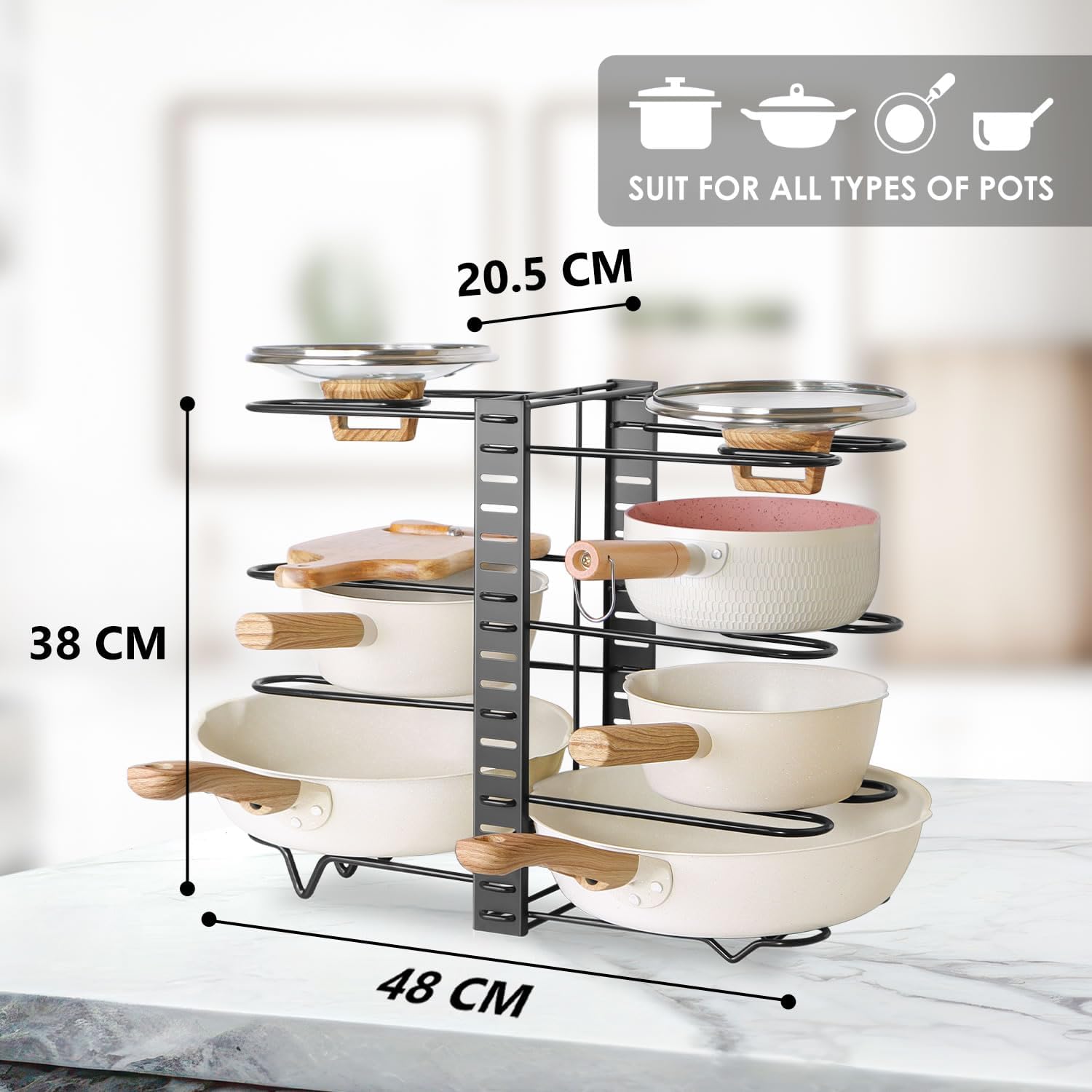 Adjustable 8 - Tier Pan Rack Pot Organizer for Kitchen Cabinet - Home & Garden > Kitchenware > Bakeware & Accessories - Rivercity House & Home Co. (ABN 18 642 972 209) - Affordable Modern Furniture Australia