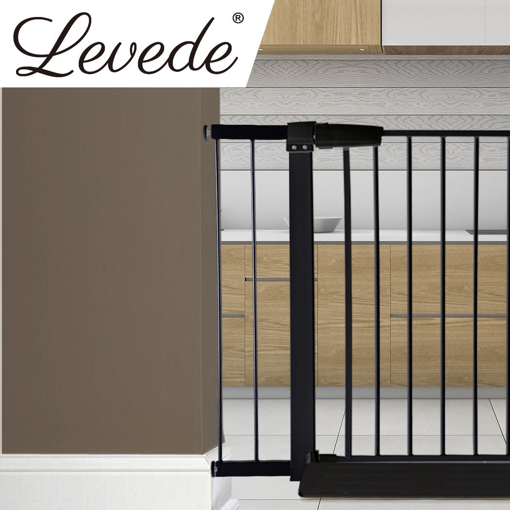 Adjustable Baby and Pet Safety Gate with 10cm Extension - Black - Rivercity House & Home Co. (ABN 18 642 972 209) - Affordable Modern Furniture Australia