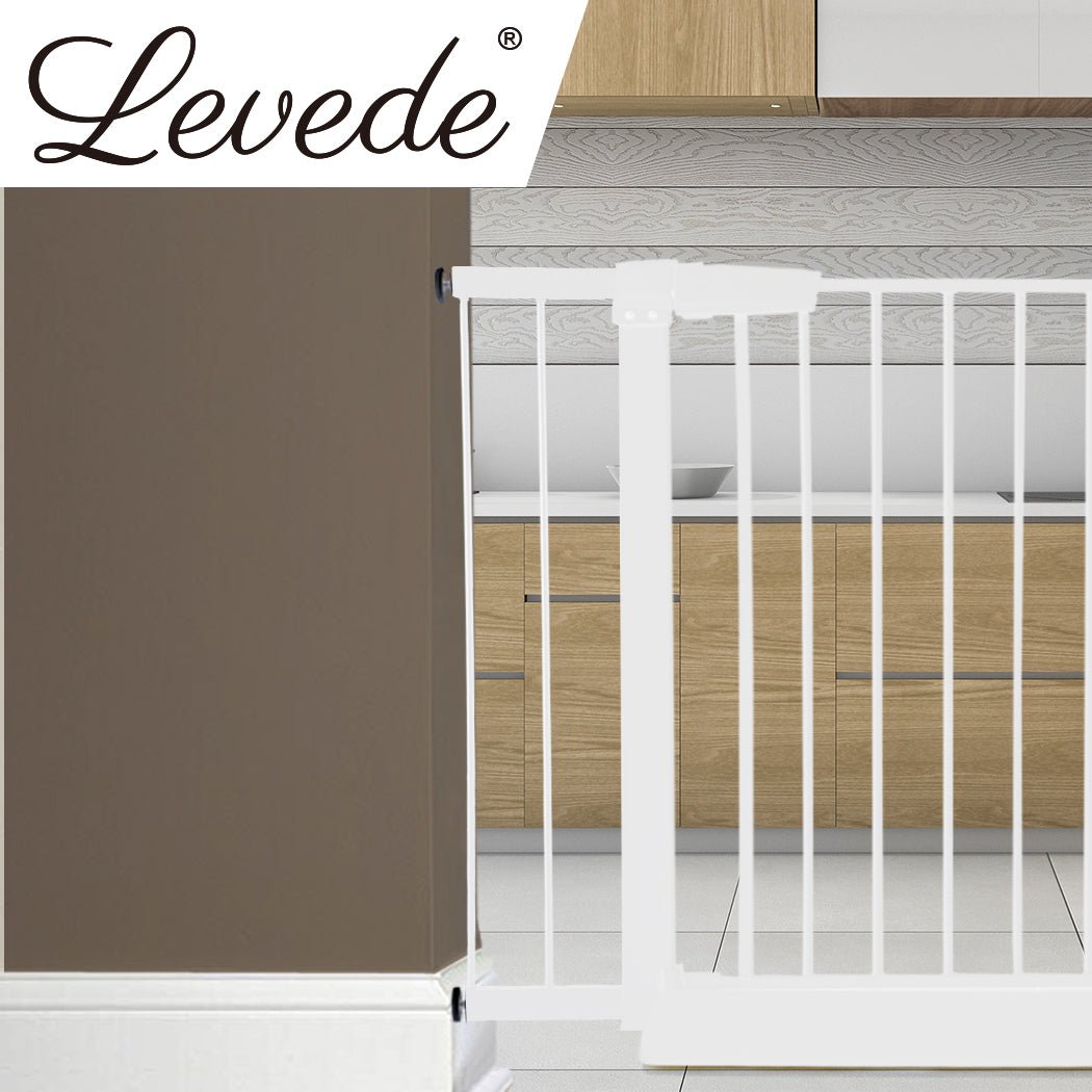 Adjustable Baby and Pet Safety Gate with 10cm Extension - White - Rivercity House & Home Co. (ABN 18 642 972 209) - Affordable Modern Furniture Australia