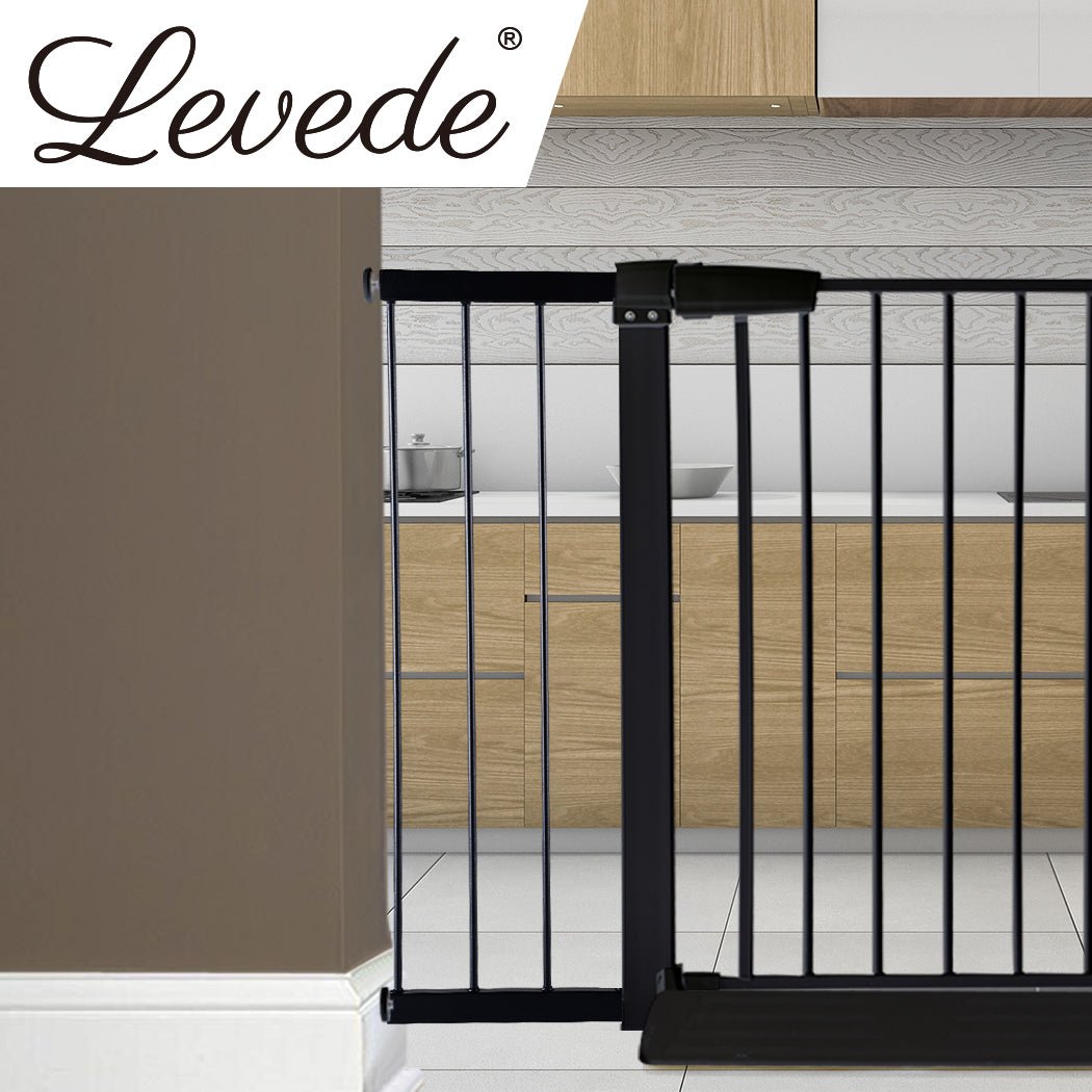 Adjustable Baby and Pet Safety Gate with 20cm Extension - Black - Rivercity House & Home Co. (ABN 18 642 972 209) - Affordable Modern Furniture Australia